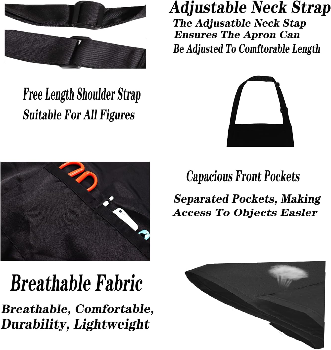 Funny Aprons for Women with 2 Pockets, Queen of The Kitchen, Adjustable Bib Water Resistant Cooking Chef Apron, Gifts for Mom, Wife, Friends image 4