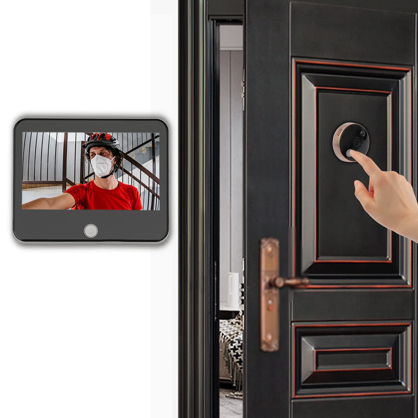 Timbre inalámbrico con cámara de timbre conectado, videoportero inalámbrico exterior, timbre inalámbrico exterior impermeable con cámara ángulo de visión amplio de 140°, adecuado para familias,
