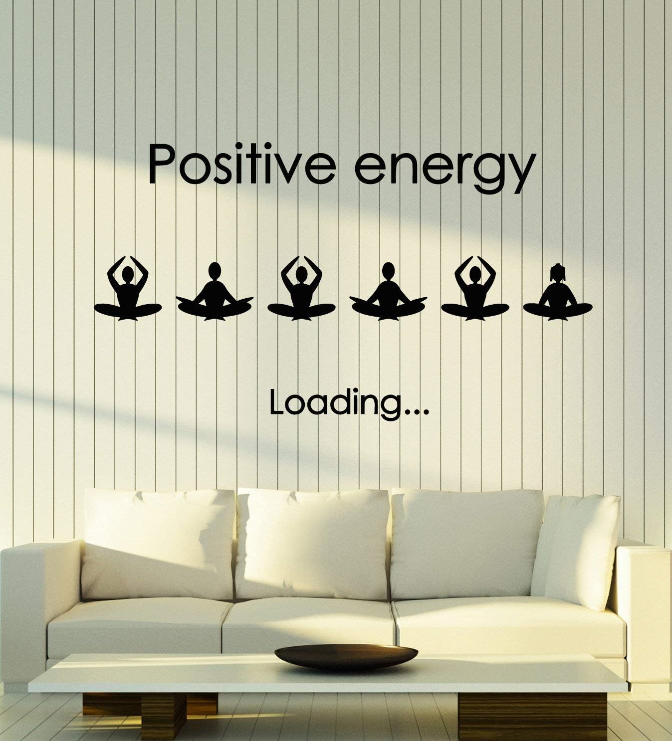 WallStickers4ever Vinyl Wall Decal Positive Energy Loading Yoga Studio Phrase Stickers Mural Large Decor (g5086) Black