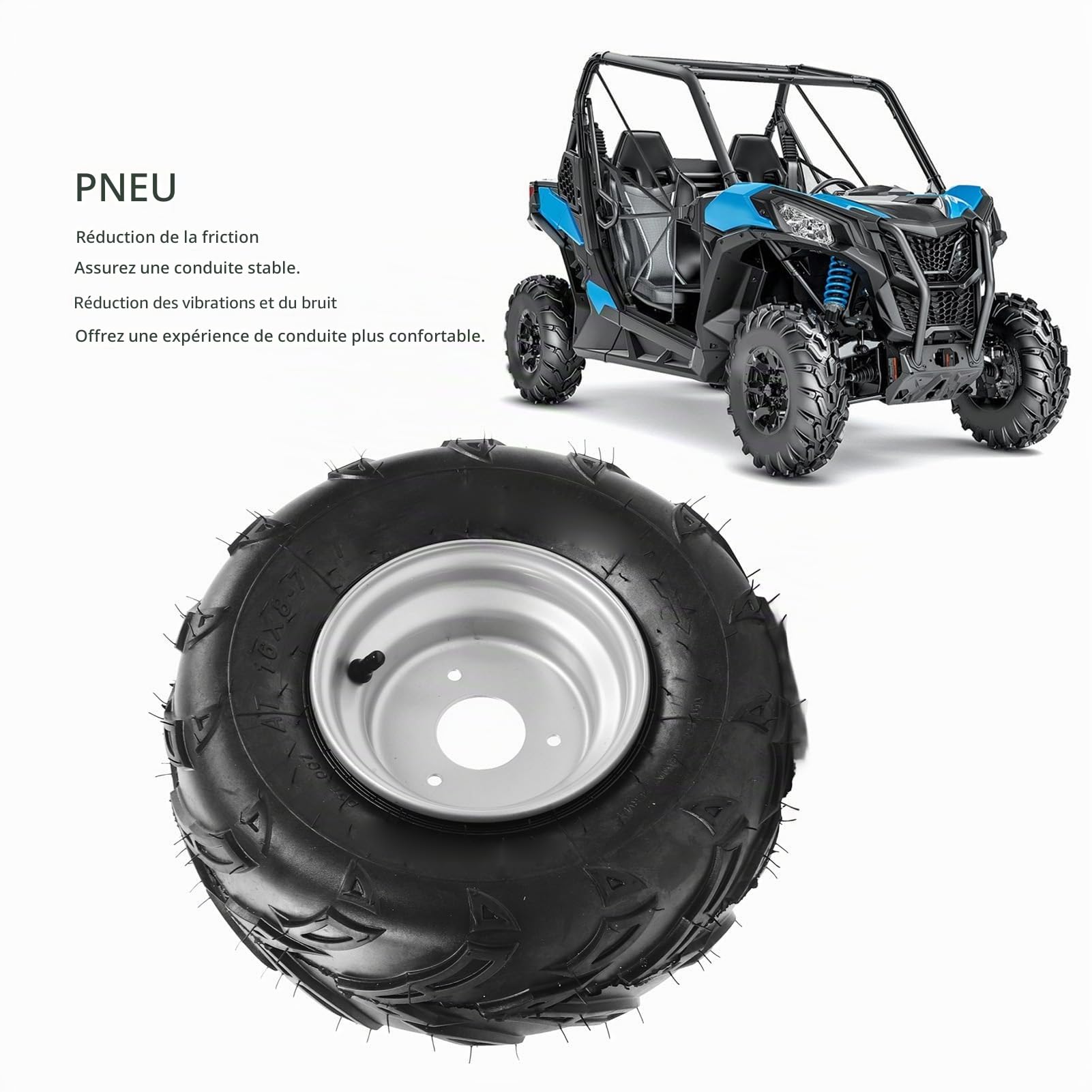 Pneus 16 x 8 7 pour toutes les saisons pour ATV, UTV, kart, véhicules lourds avec installation intégrée
