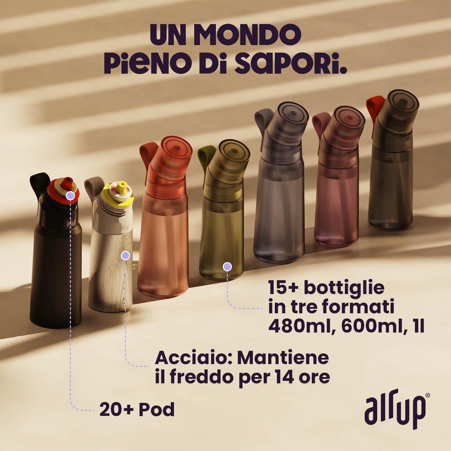 air up® Flavour 5 Set degustazione con 5 pod in aromi diversi | Pod aromatizzati per 25 litri d'acqua senza zucchero ai gusti: cola, anguria, aranciata, mela e ananas I Per borracce air up® originali