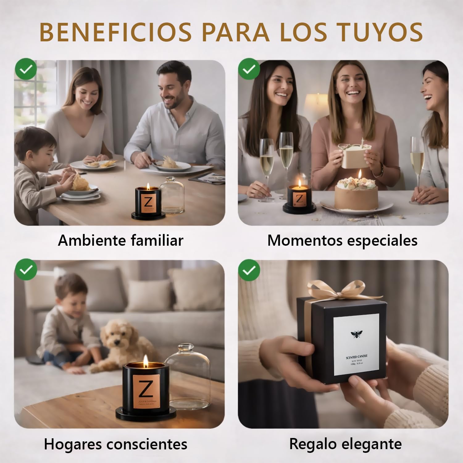 Velas Aromáticas de Soja y Fragancias IFRA | Regalos Originales para Mujer Hechas en Europa | Velas Decorativas para Ritual de Calma y Autocuidado Zaikux® (Sándalo)