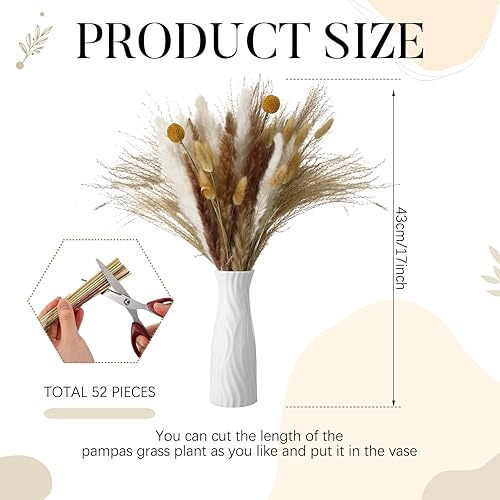 Miniatura 4 de Menkxi Juego de 9 manteles individuales redondos tejidos bohemios, camino de mesa de arpillera con borlas, pasto de pampa seco y jarrón de macramé,