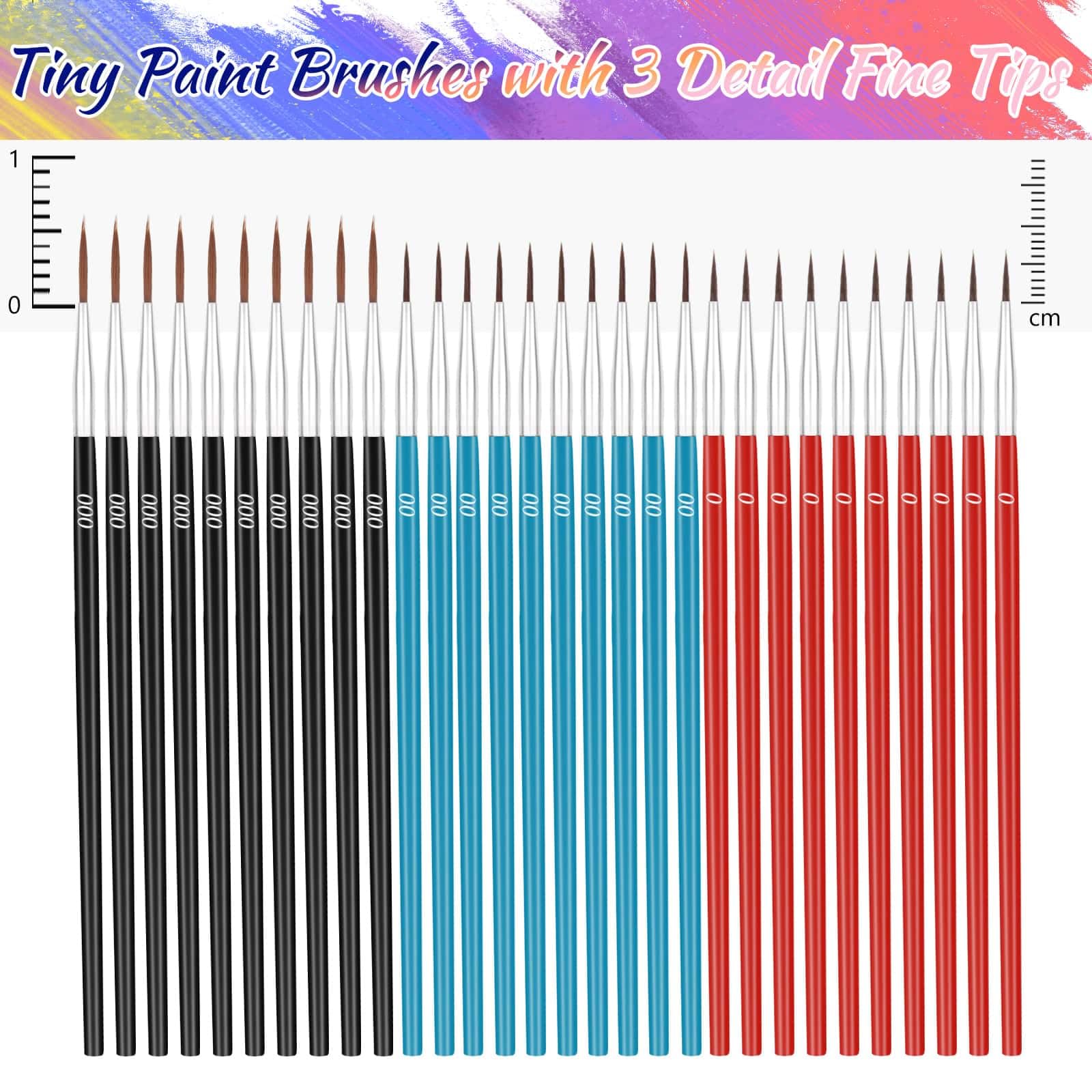 Anezus Tiny Detail Paint Brushes 30 Pcs Micro Paint Brushes Fine Tips with 3 Size #000#00#0 Precision Liner Brush for Miniature Models 40k Watercolor Acrylic Painting - Image 3