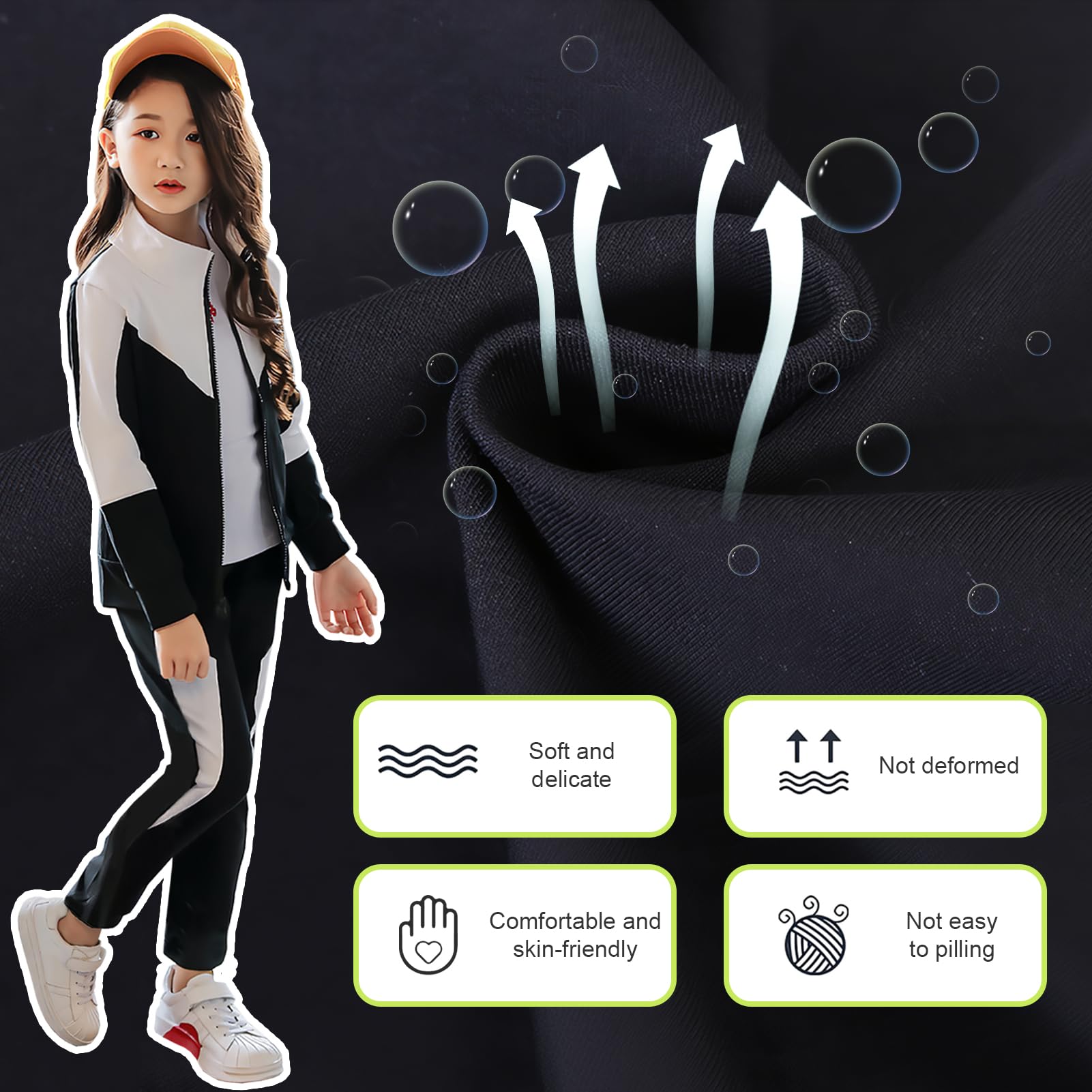 Dziewczęcy dres treningowy dziecięcy dres do joggingu, dwuczęściowy zestaw odzieży rekreacyjnej, kurtka sportowa i spodnie dresowe