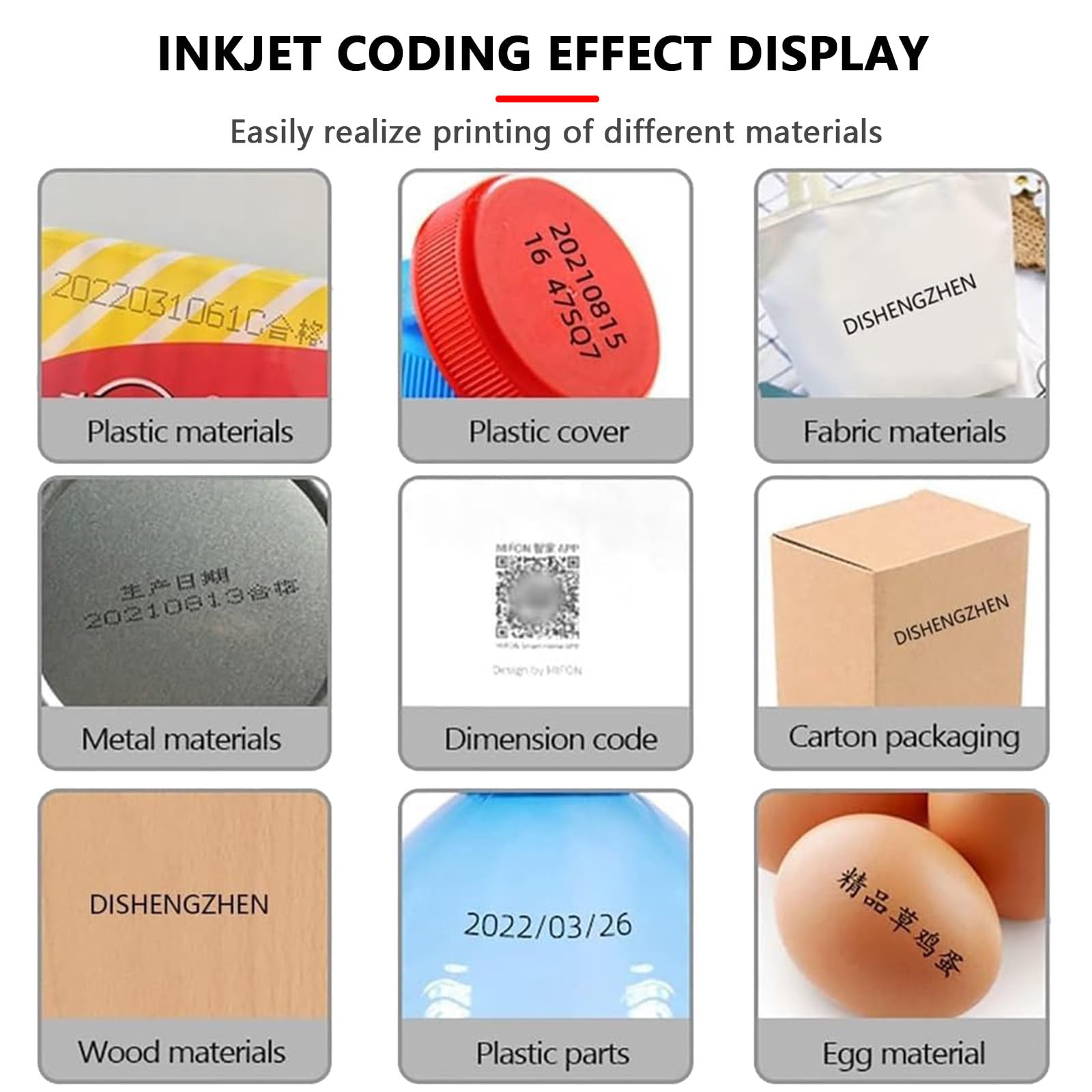 Industrieller Tintenstrahldrucker, Inline-Tintenstrahl-Coder 12,7 mm/25,4 mm, Druckhöhe 2–5 mm, schnell trocknende Tinte für Text, QR-Code, Barcode, Chargennummer, Etikett, Bild, Datumsdrucker