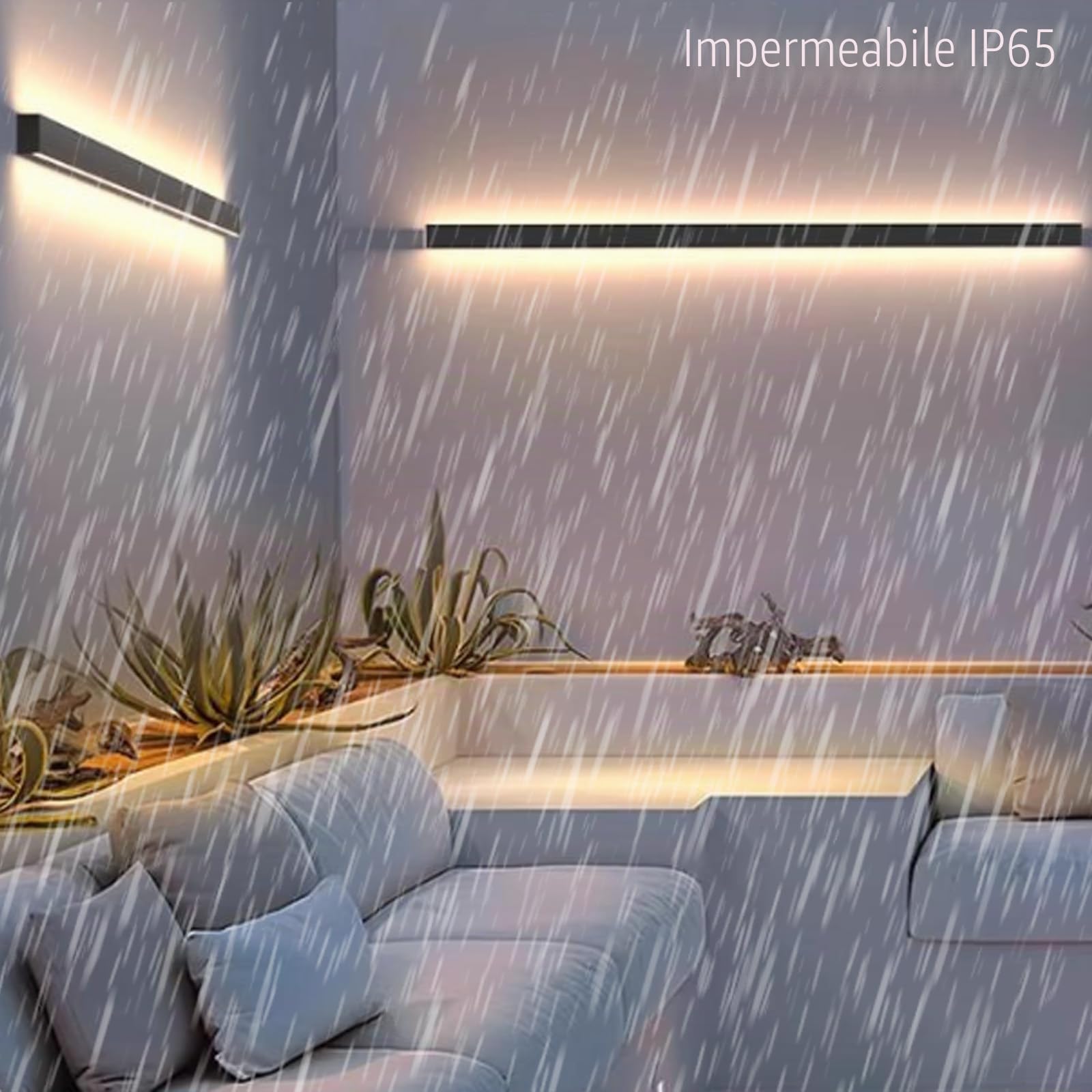 LED Esterno Lungo Applique da Parete Impermeabile IP65 Luce da Parete Alluminio Minimalista Rettangolare Design Lampada da Parete Nero/Bianco Moderno per Portico Interno (Bianco Luce Calda,60cm)