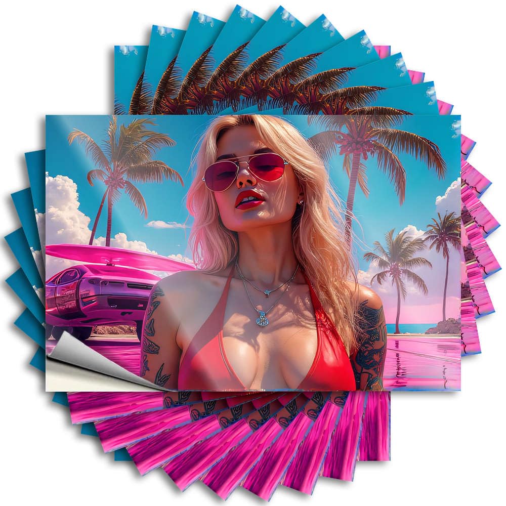 Woman in Red Bikini with Tattoos On Her Arms Sticker Men Stuff Self Adhesive | Feminist Laptop Vinyl Sticker Pack for Science(6X9CM)