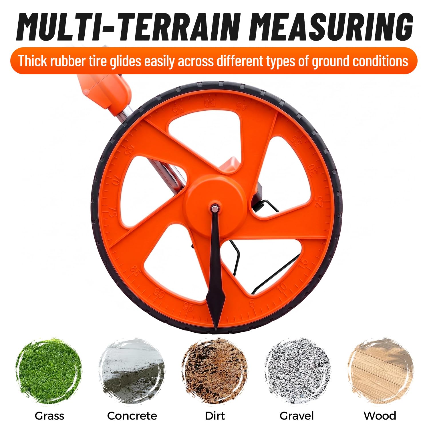 Zozen Digital Measuring Wheel - 12.5" Orange Roller -6