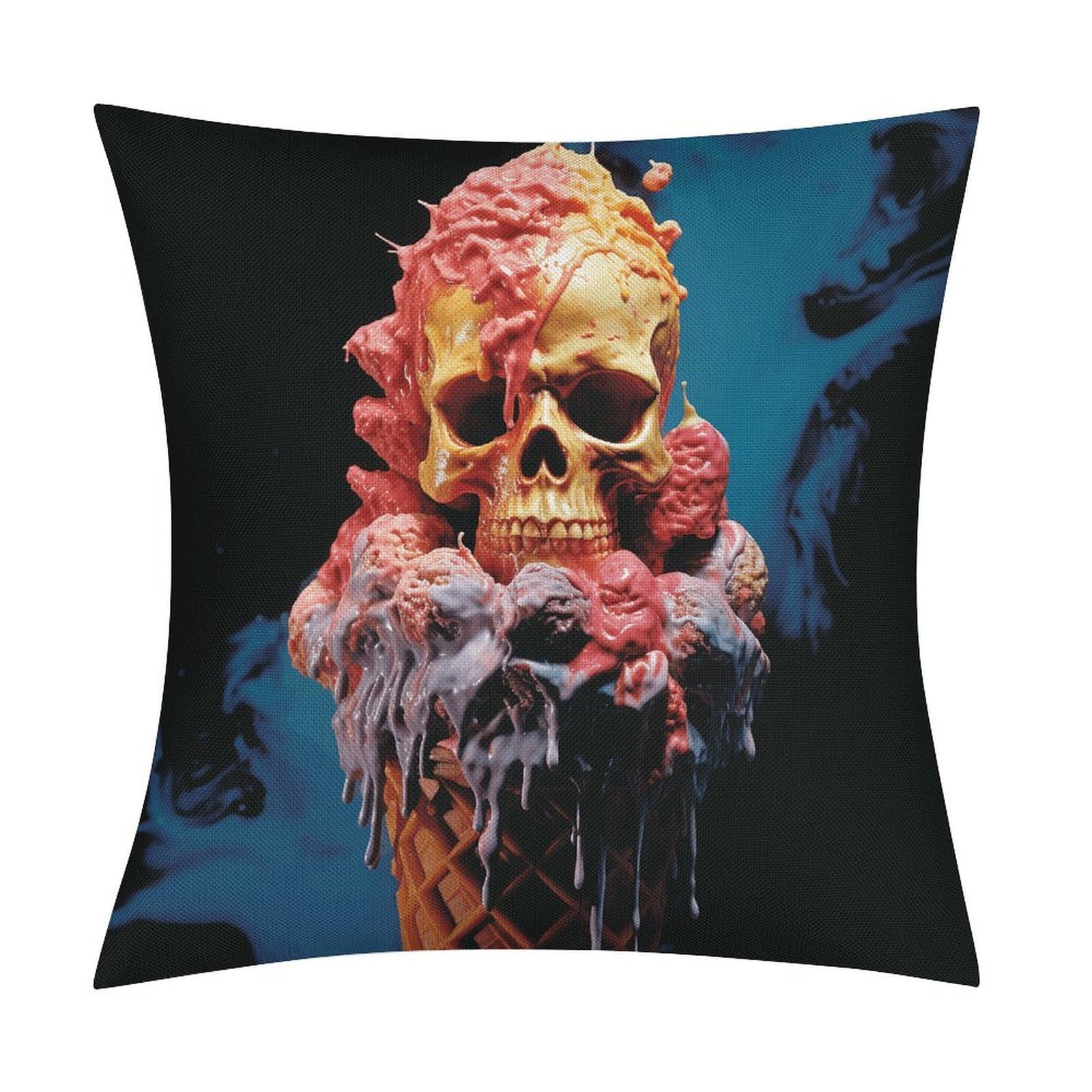 Egg Rolls and Skulls Pillow Covers 18x18 Inch, Pillow Cases Boho Farmhouse, Throw Pillow Covers for Couch Sofa Bed Spring Home Decor