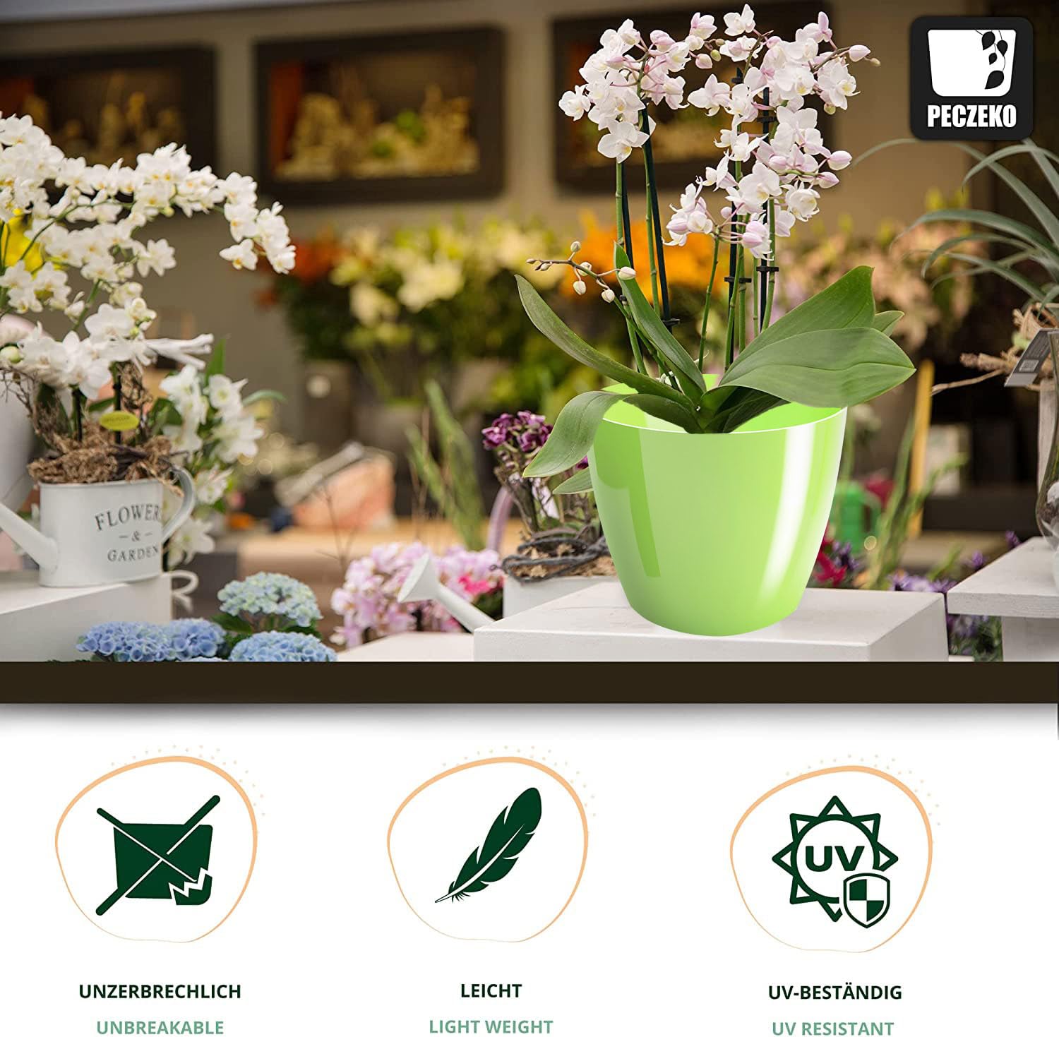Macetas Brillantes Macetas Decorativas Hierbas Macetas Redondas de plástico duraderas y Ligeras para salón, Comedor, Cocina, terraza, balcón Juego de 2 Piezas (Antracita, diámetro 16 cm) — view 88