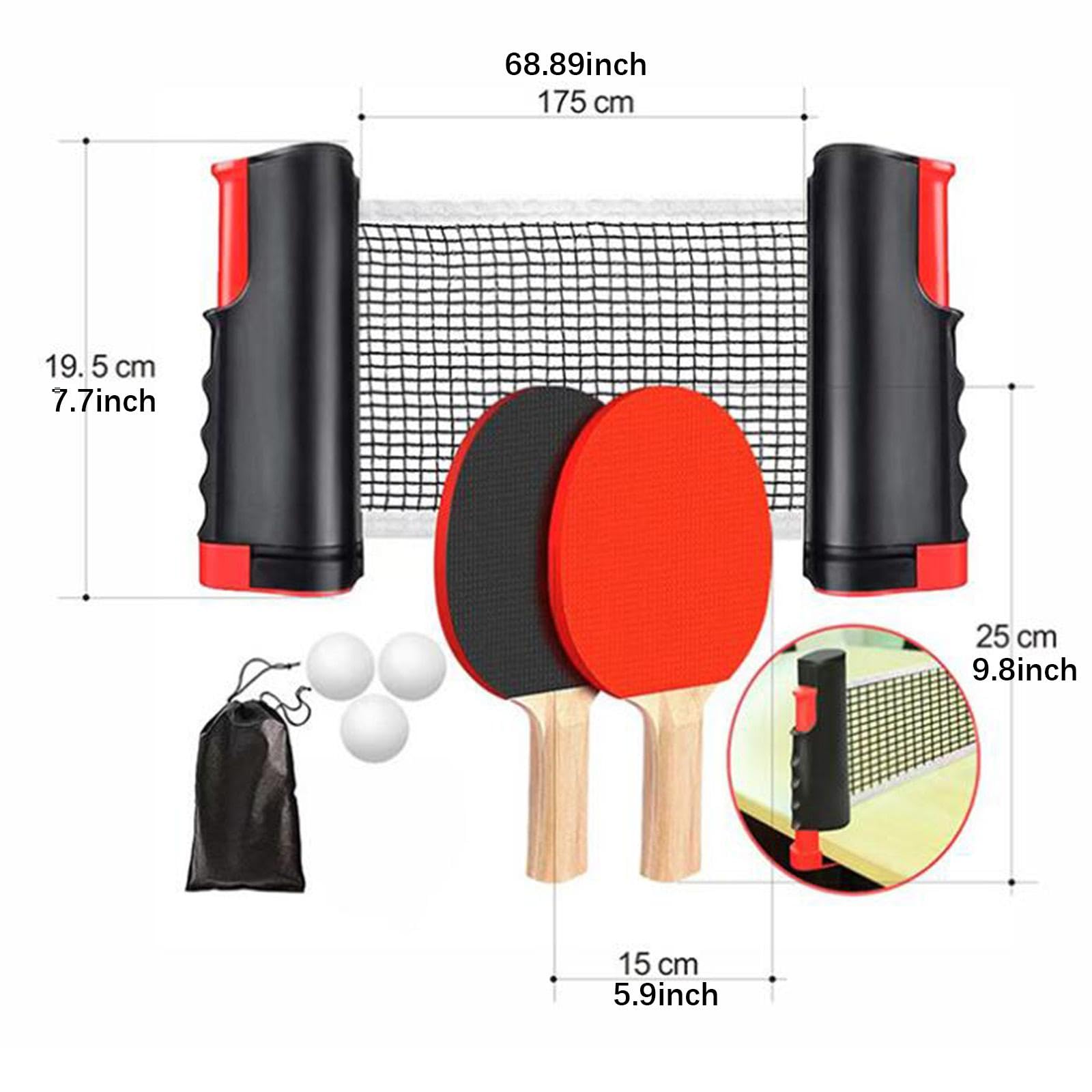 7 Pezzi Racchette da Pong Set Completo Accessori Tavolo Net Retrattile Palline Ergonomiche Manico Antiscivolo Forniture Sportive Adatto per