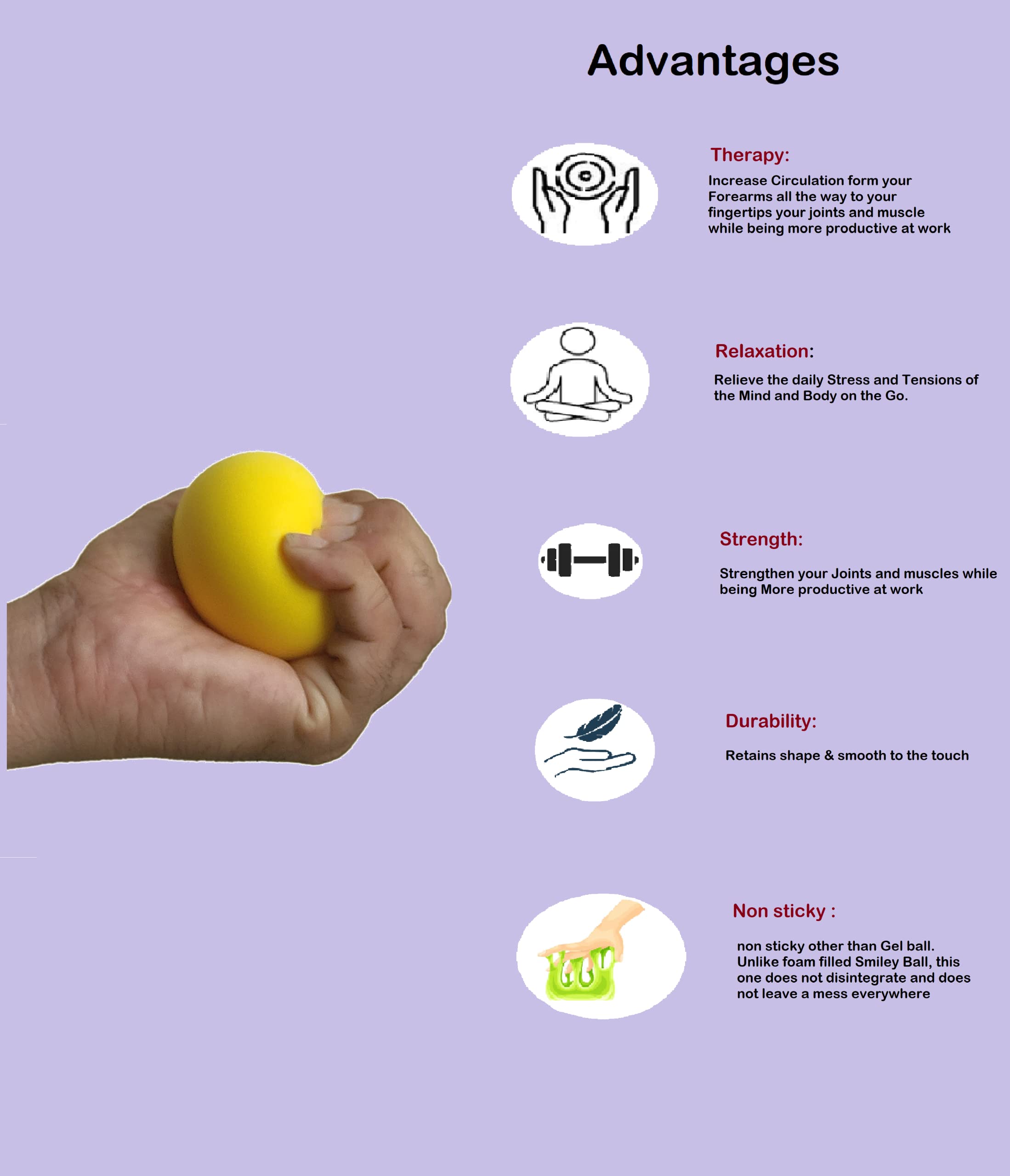 SREE FOAMS Physiotherapy Hand Exercise Ball/Polyurethane Soft Non-Sticky/Yoga Manual Massage Exercise for Fingers, Wrist, Hand Strengthener and Arthritis Grip Rehabilitation, Yellow, 7 Cm 2