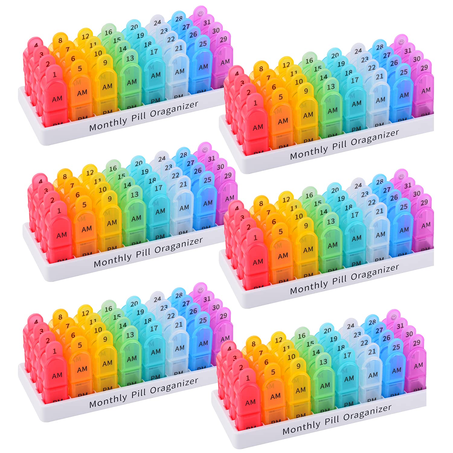 Greencycle Monthly 30 Day 2 Times A Day Pill Organizer 4 Week Medicine Organizer Moisture-Proof Pill Cases Pill