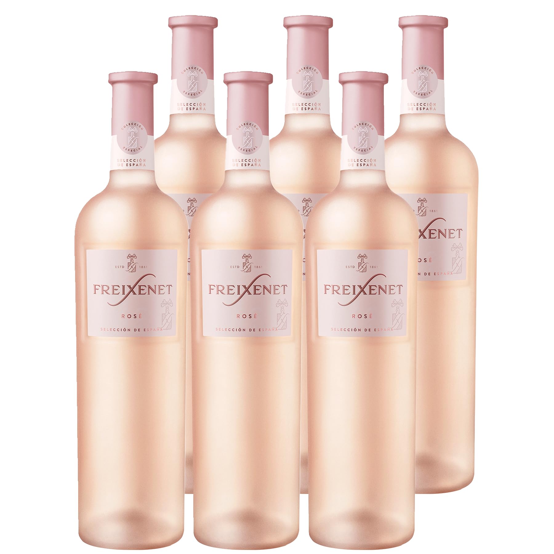 Freixenet Rosado Roséwein Trocken (6 x 0,75 l), Spanische Roséwein-Cuvée in mattierter Premium-Flasche, Spanish Wine Collection, vegan, blumig, ideal zur mediterranen Küche