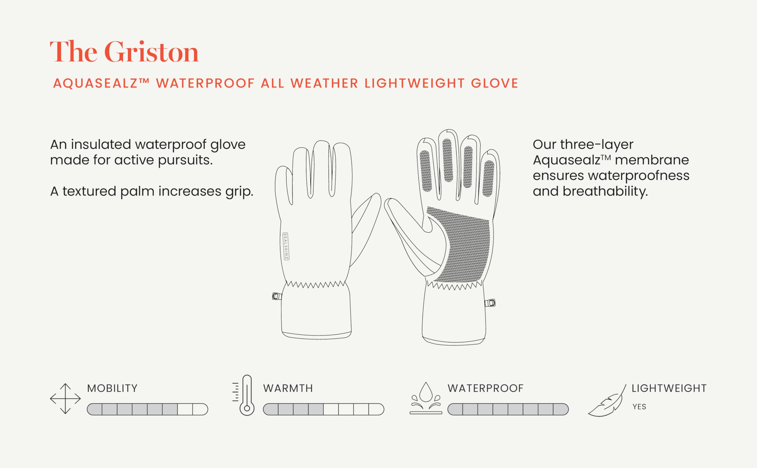 SEALSKINZ Griston Wasserdichter Allwetter-Handschuh, leicht, Schwarz, Größe XL