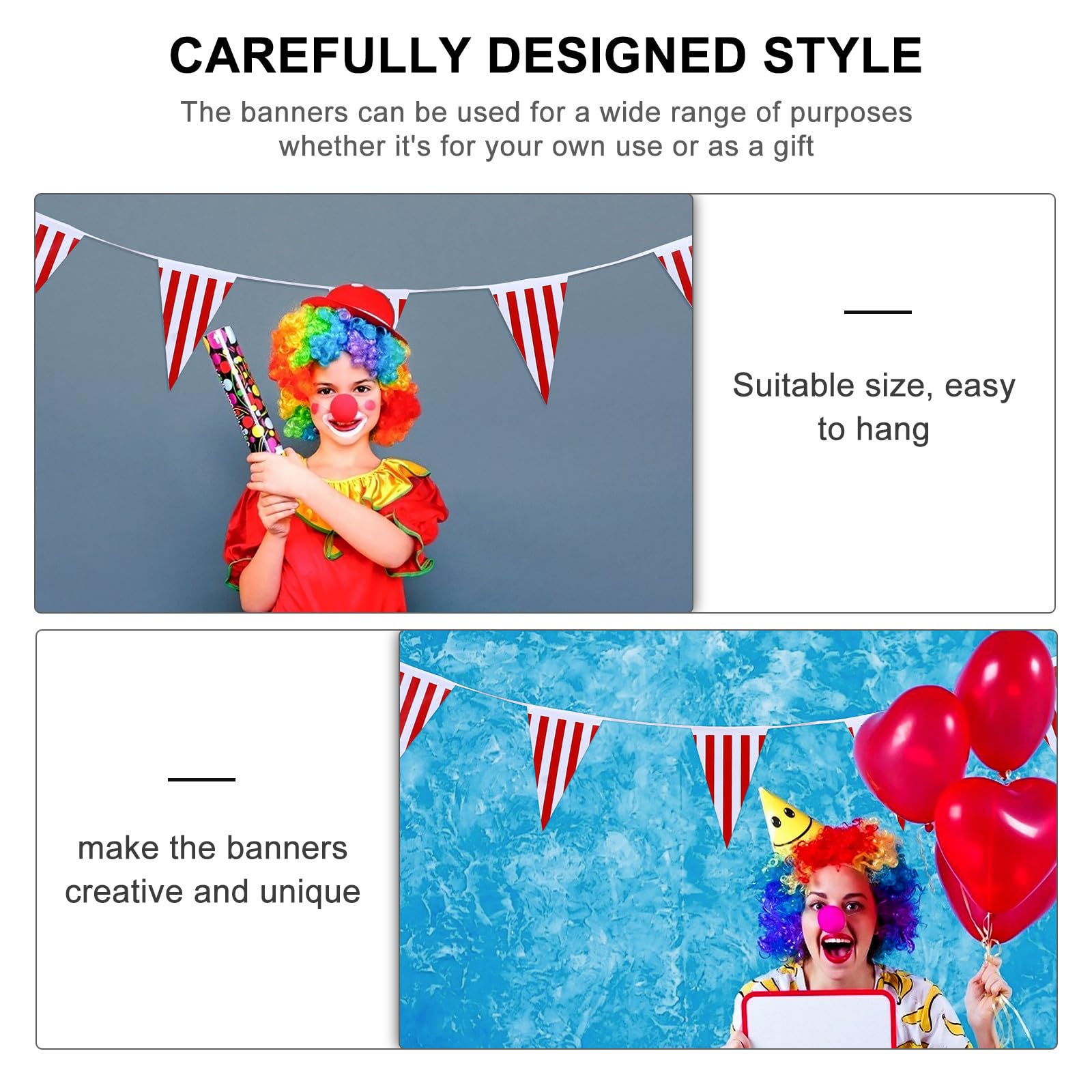 Uonlytech 9 Piezas Banderines Colgantes de Rayas para Decoración de Carnaval y Fiesta, Fáciles de Colgar, Material Pe, Diseño Triangular, Adecuado para Adornos de Carnaval Hogar