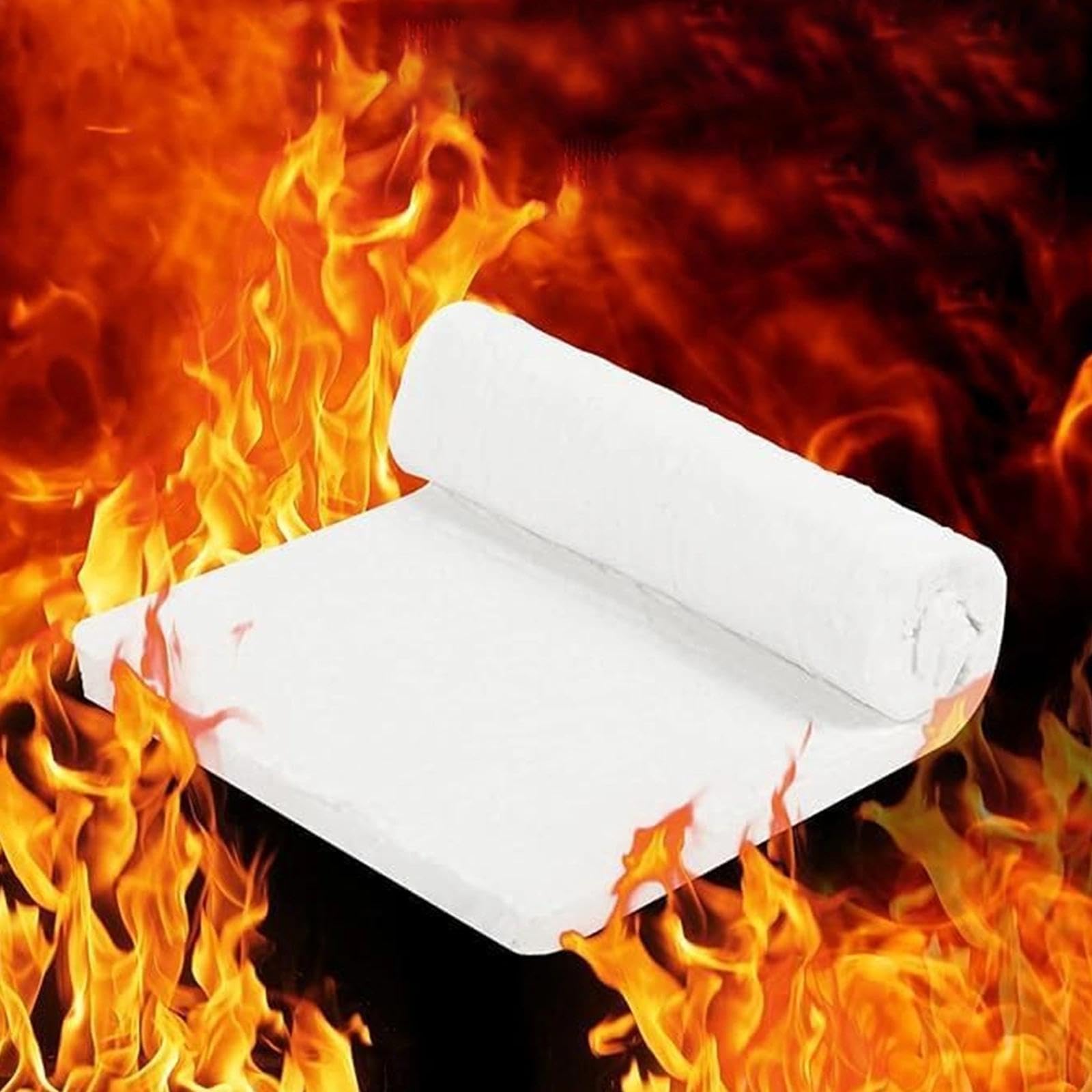 2 Pièces Couverture en Fibre de Céramique, 610 x 400 x 25 mm Isolation Ignifuge Forges, Laine Ceramique Cheminée, Résistant à Température à 1260°c, pour Fours, Poêles Granulés, Forges