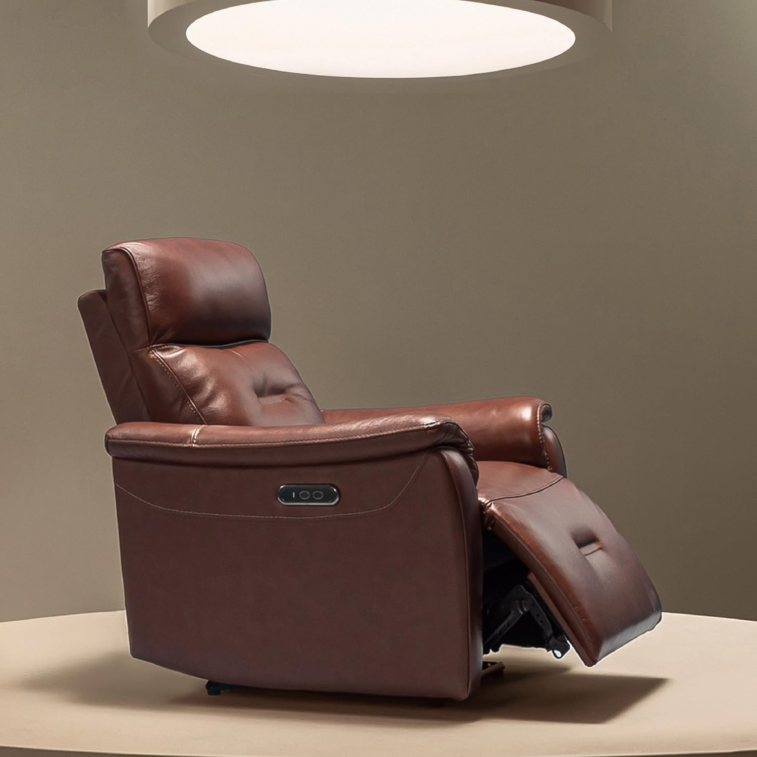 CH CHARME HOUSE Recliner Chair, Adjustable Headrest, Own Design Leather Modern Single Seat, Comfort with Reclinable Seat Backrest for a Nap, Brown