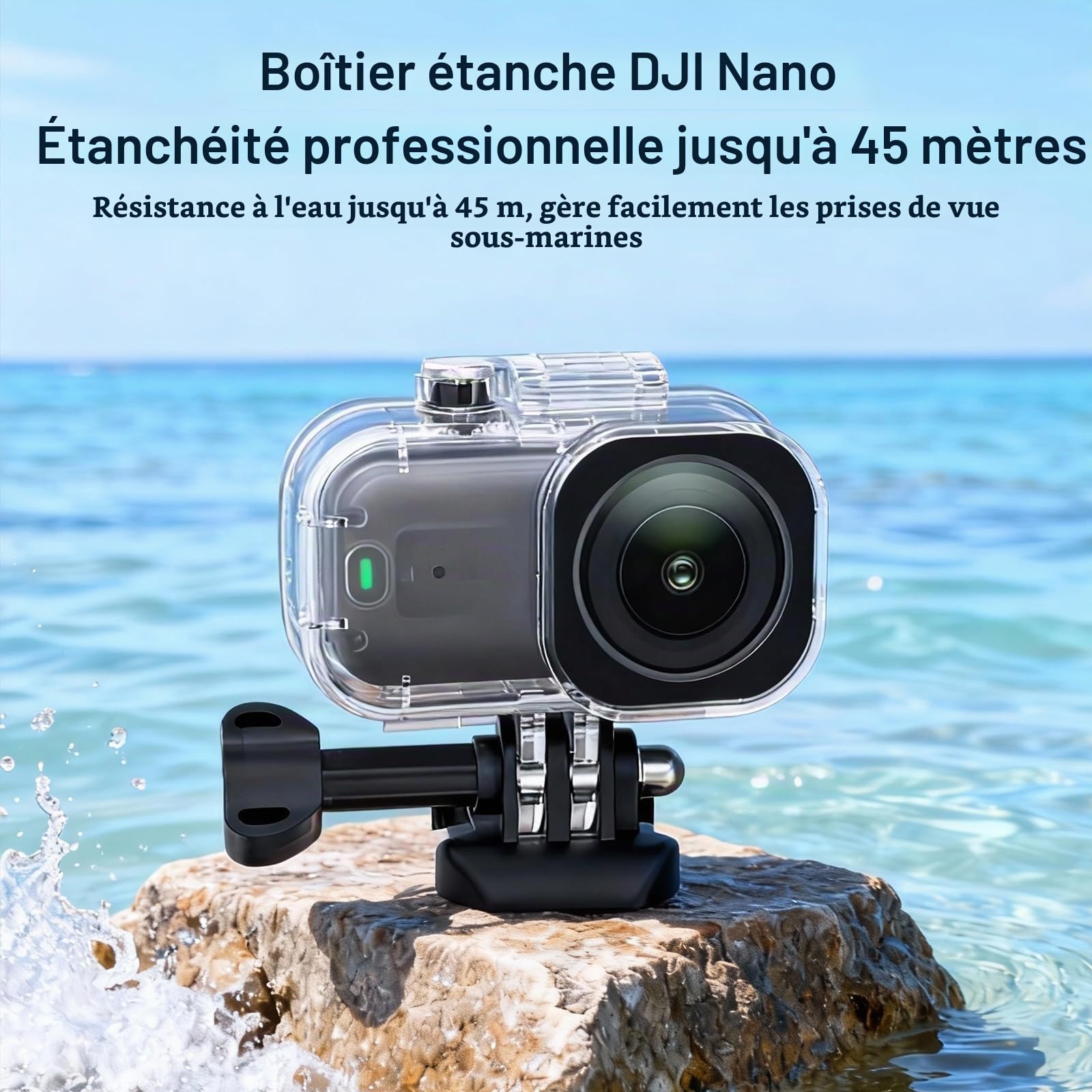 Boîtier étanche pour DJI Osmo Nano, 45M Boîtier de plongée Boîtier sous-Marin Étui de Protection Waterproof Case Dive Case Caméra Accessoires pour DJI Osmo Nano Caméra