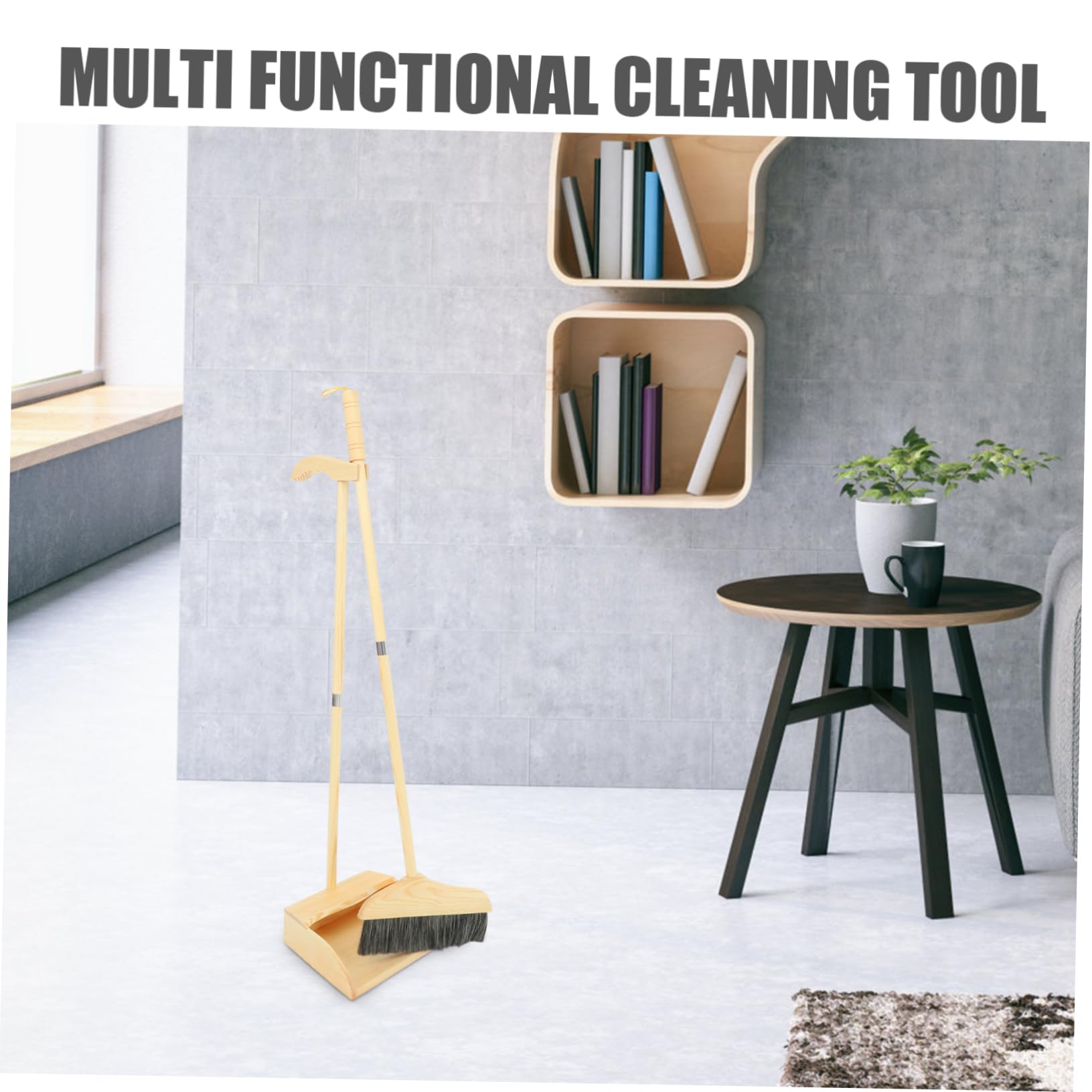 Besen Griff Holzstiel mit Zuhause Langem Kehrschaufelset und Weiche Borsten Verschleißfest Ergonomischer für Einfache Reinigung im Innenbereich