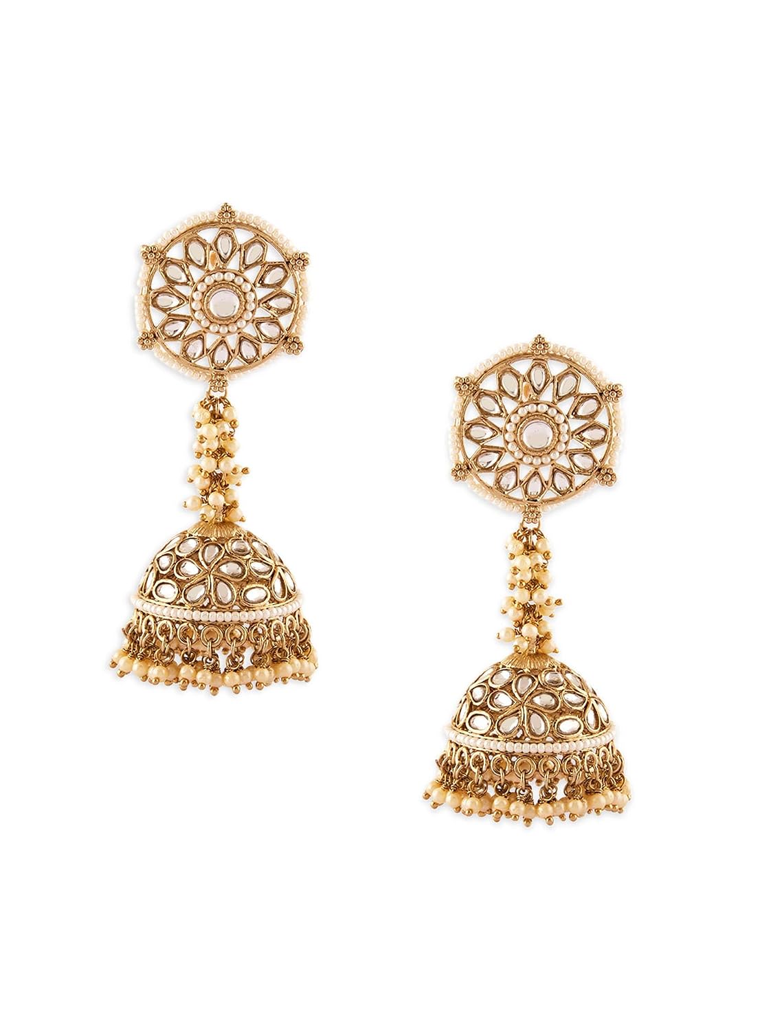 Zaveri Pearls Antique Gold Tone Kundan Pearls Embellished Statement Jhumki Earring For Women-ZPFK18084 - Review, Price and Buying Guide