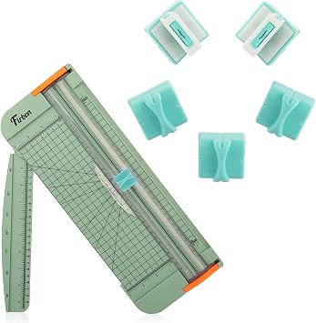 Firbon Morandi A4 Paper Cutter Bundle with 5Pcs Mint Green Refill Blades, 12 Inch Paper Trimmer with Side Ruler for Scrapbooking, Craft, Coupon, Label, Cardstock