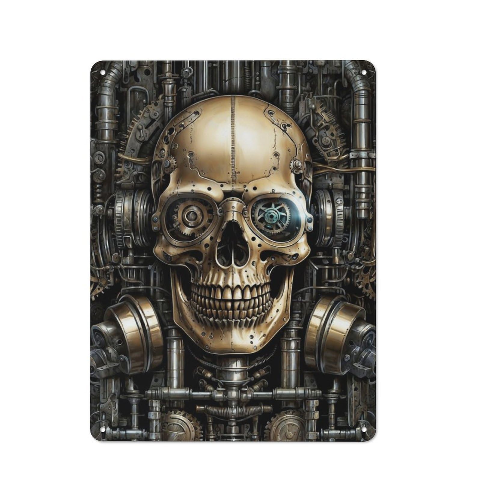 Junmoney Steampunk Headphones Skull Retro-Style Metal Plaque 40X30cm For Kitchen Or Home Bar, Gift For Home Bar Enthusiasts During The Christmas Season