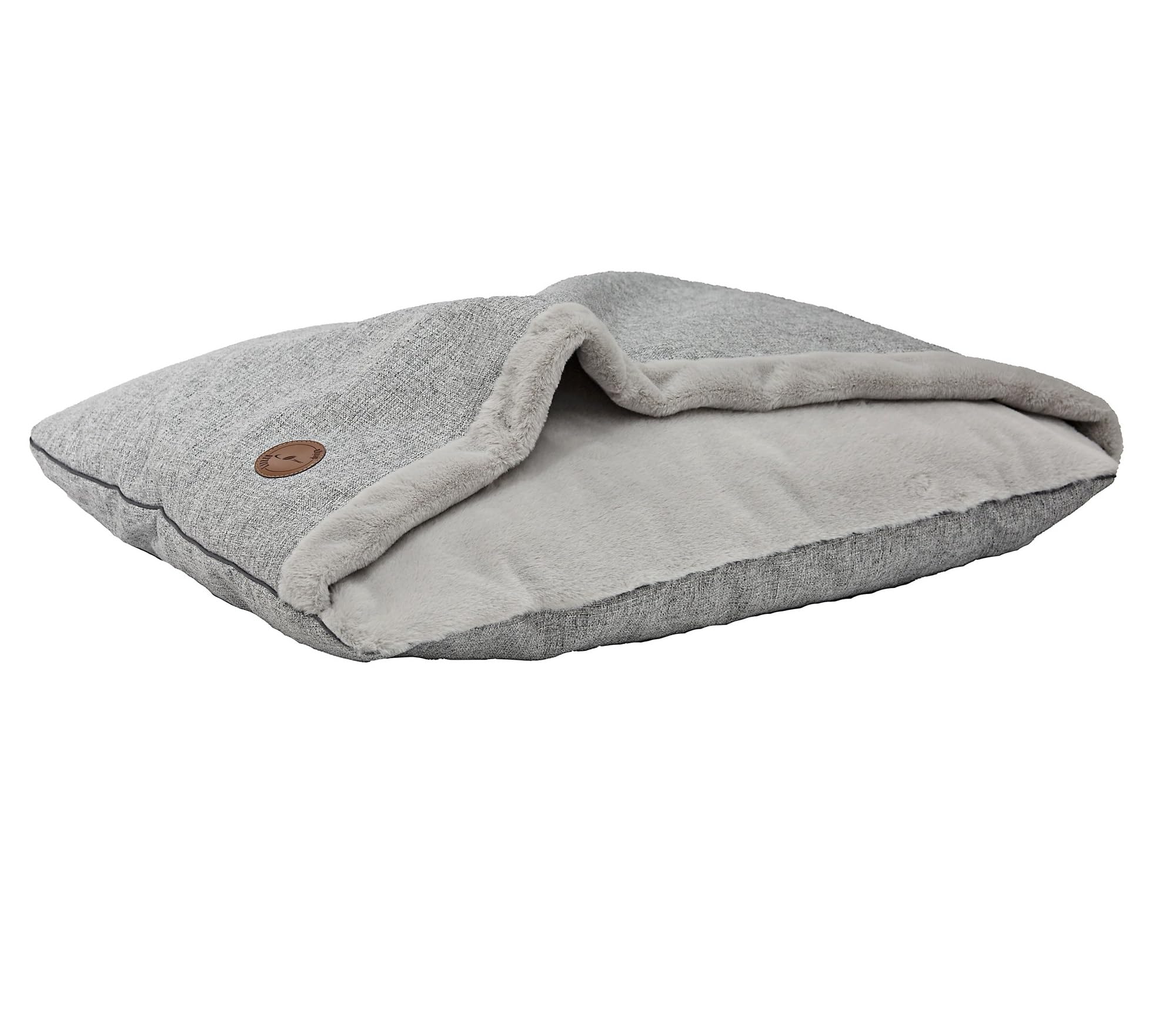 Hundebett für Mittelgroße und Kleine Hunde, Flauschiges Katzenbett Haustierbett Mit Kapuze, Rutschfestes Waschbares Lauren Design NEL (Grau Natura, M 80 x 60 cm)