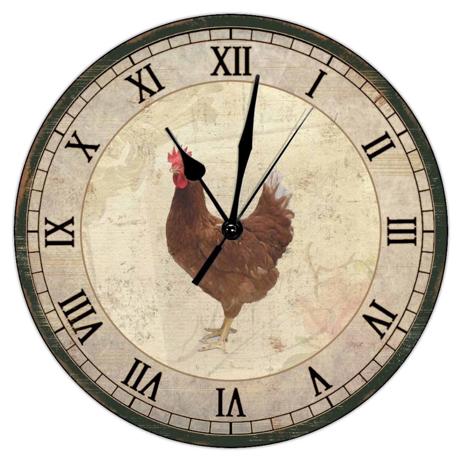 Horloge murale poule silencieuse et lisible pour cuisine et bureau
