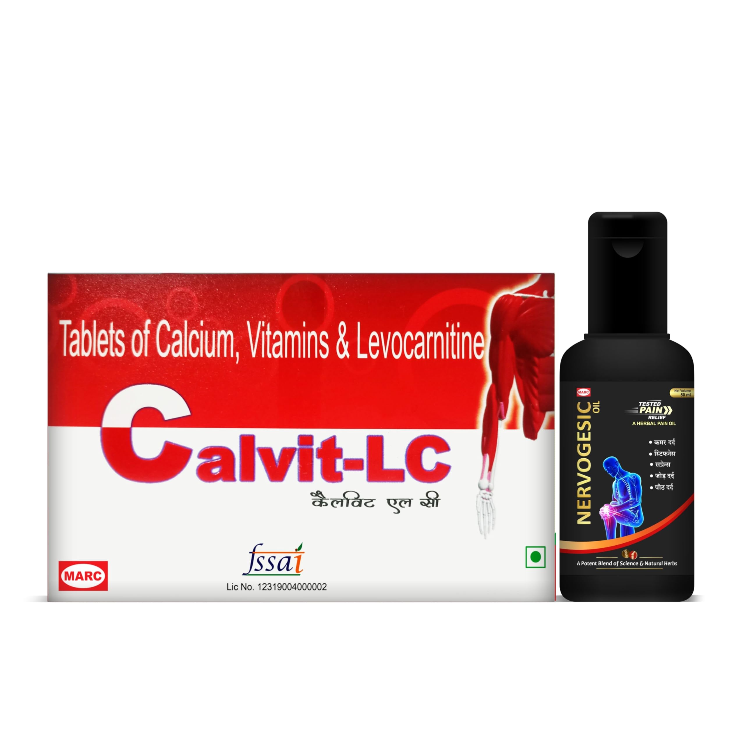 Calvit LC | Calcium & Levocarnitine Supplement - Bone & Muscle Health Support | Boosts Energy & Vitality | Pack of 6 strip with one nervogesic oil 50ML-image-46