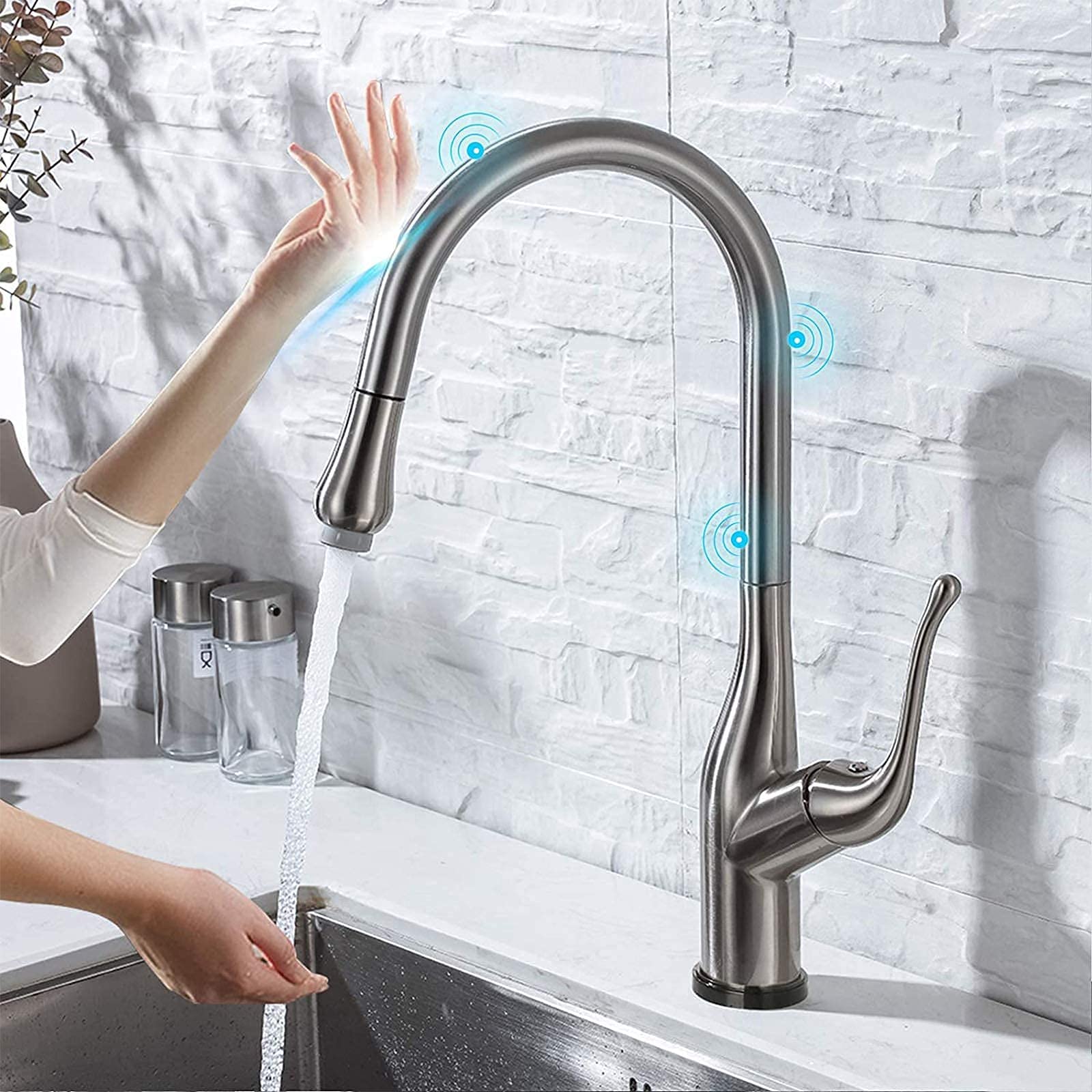 Robinet de cuisine tactile pour éviter les traces de doigts, mitigeur d'évier anti-salissure