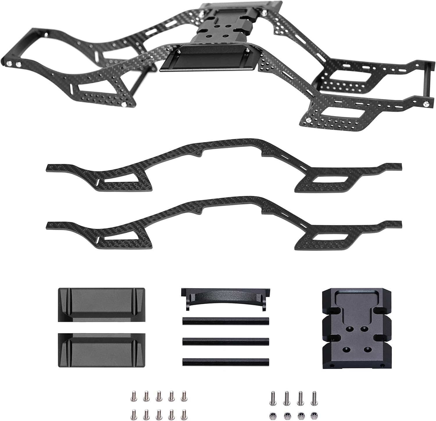 RC Chassis Kit, Carbon Fiber LCG Chassis, Cheater Rigs Frame Rails, Gen2 Lightweight Thickened for 1/10 RC Rock Crawler Axial SCX10 I II Element Enduro (Gen2 LCG Chassis Kit)