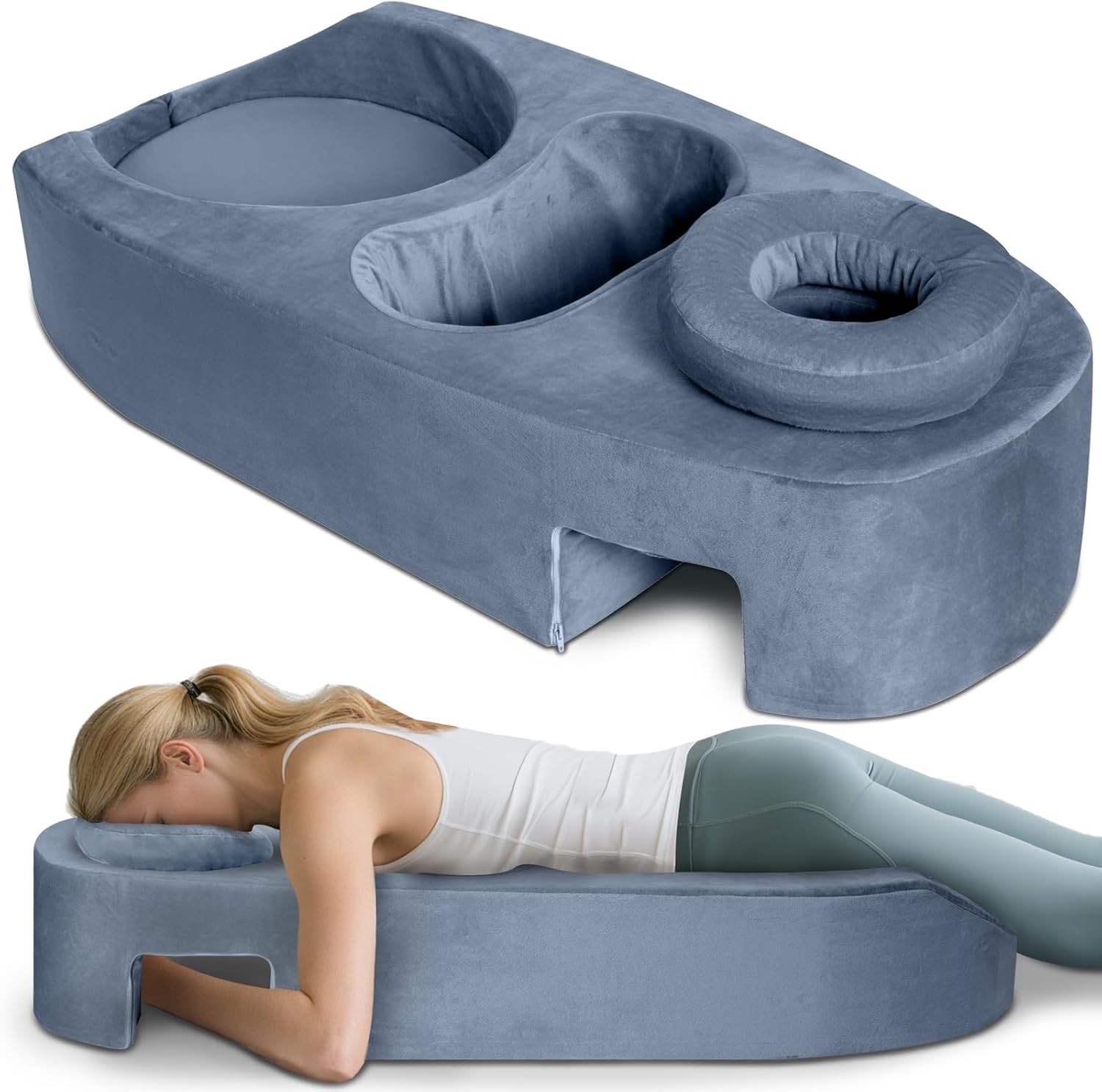 SAHEYER Pregnancy Massage Cushion & Headrest, Full Body Prenatal Bolster Release Lower Back Pain, Maternity Pillow After Breast Surgery, Pregnancy Stomach, Grey