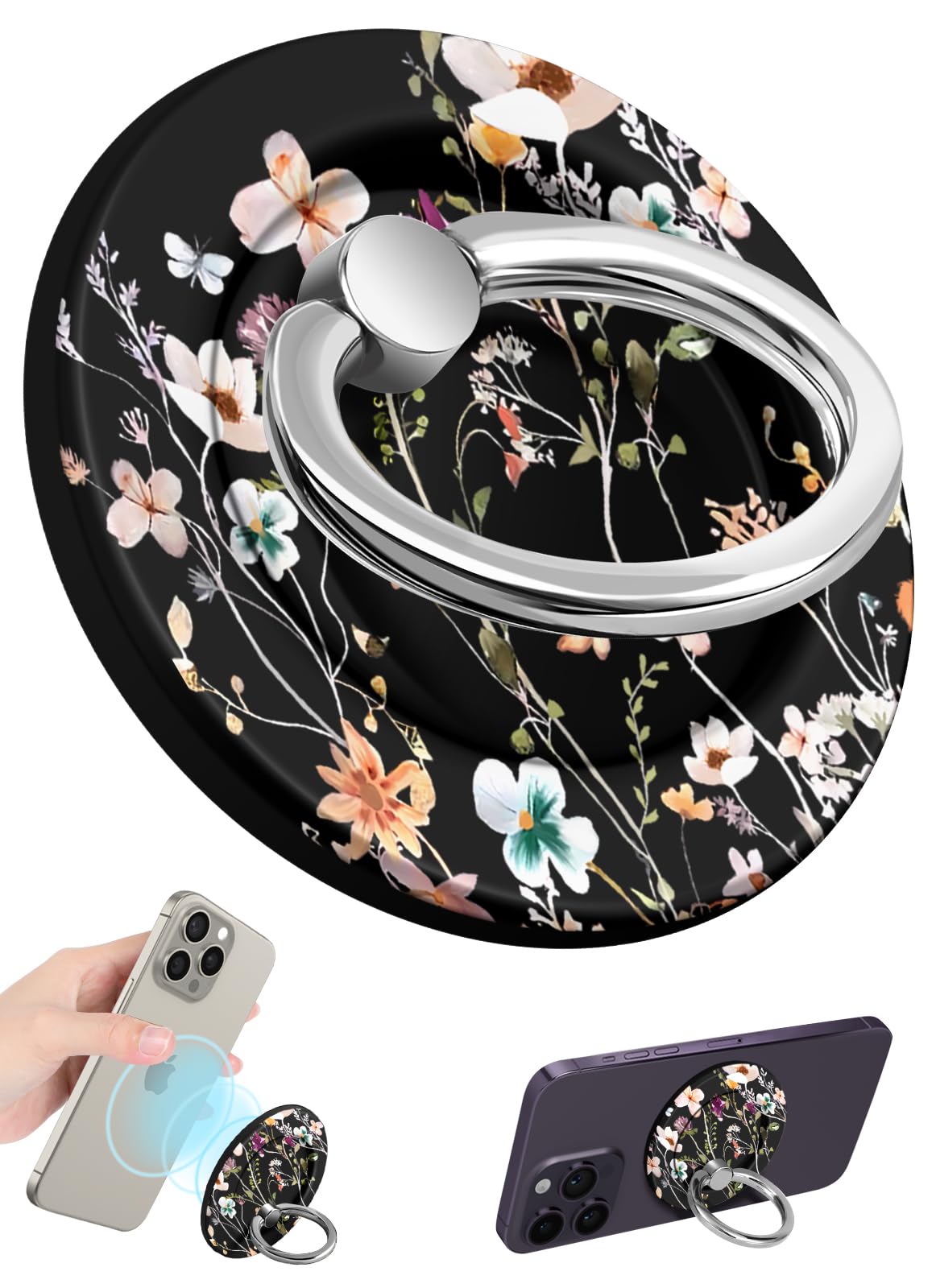 Lotadilo for Magnetic Phone Ring Holder Compatible with MagSafe for Women - Cute Design Magnet Phone Grip Ring Stand Kickstand for iPhone 17/16 Pro