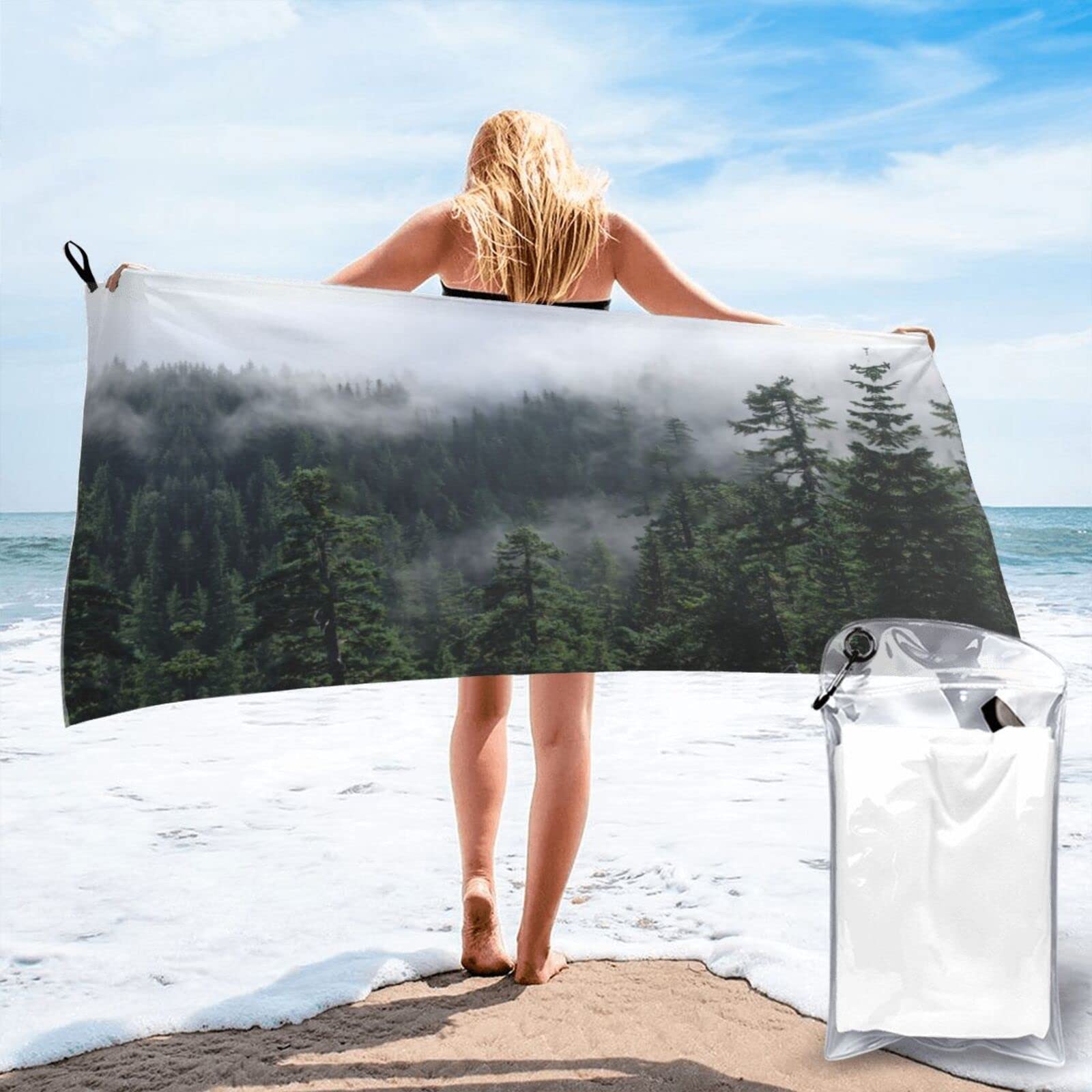 Lawenp Beautiful Microfiber Beach Towel Adults Large Quick Drying Bath Towel Travel Towels with Pouch 31.5"x63"