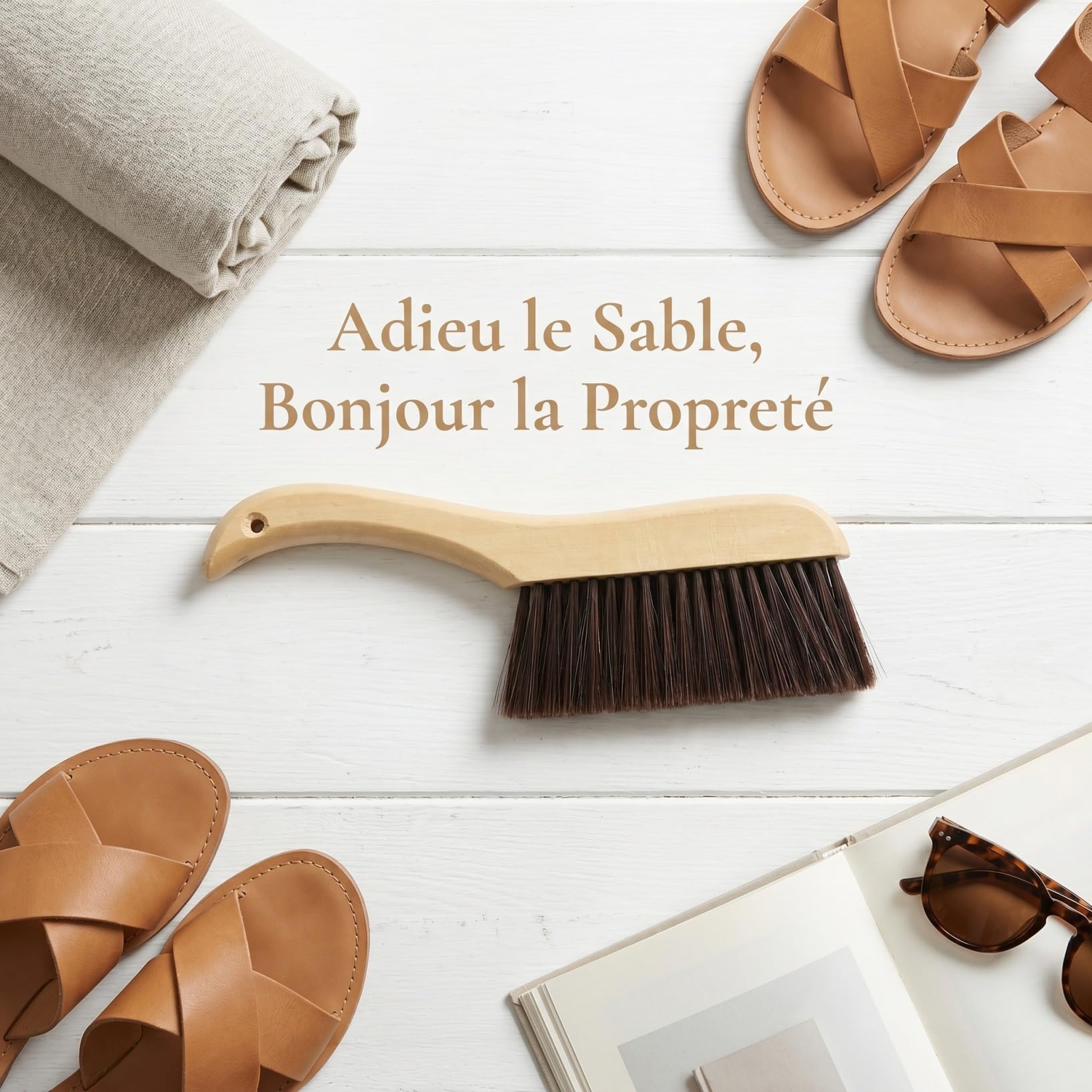 FRCOLOR Brosse de plage portable anti-sable pour chaussures, vêtements et pieds brosse ergonomique compacte