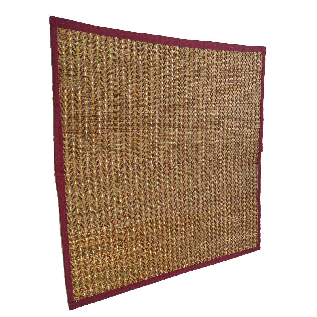 MADHABI River Grass Pooja Floor Mat Aasan Red 2 Piece