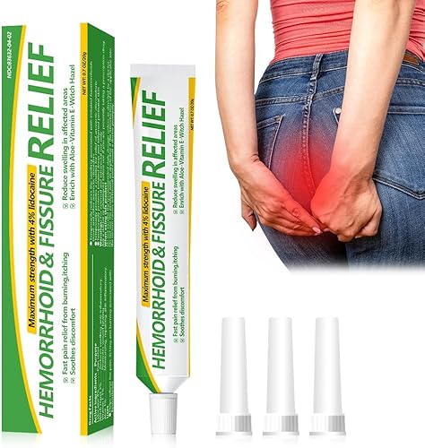 Miniatura 9 de Crema para hemorroides y fisuras, ungüento hemorroidal para picazón de acción rápida, hinchazón y alivio del dolor de máxima fuerza (1 paquete