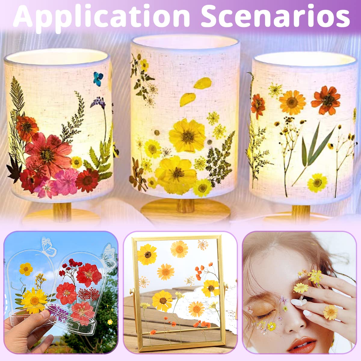54 flores y hojas secas prensadas naturales secas verdes con pinzas para velas, resina, joyas, jabón, clavos, colgante, funda para teléfono móvil, manualidades, flores