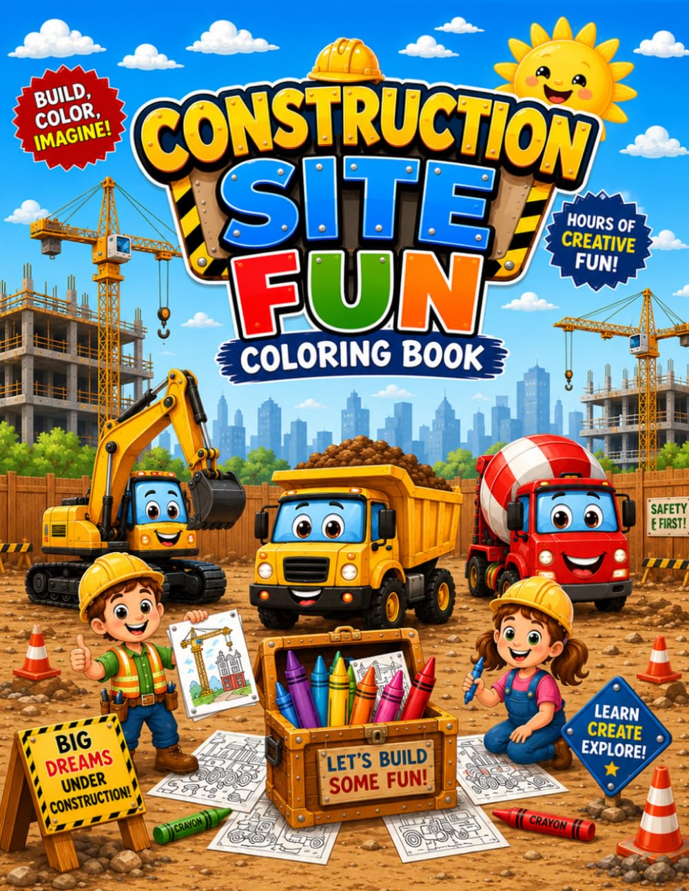 CONSTRUCTION SITE FUN Coloring Book: Build, Color, Imagine