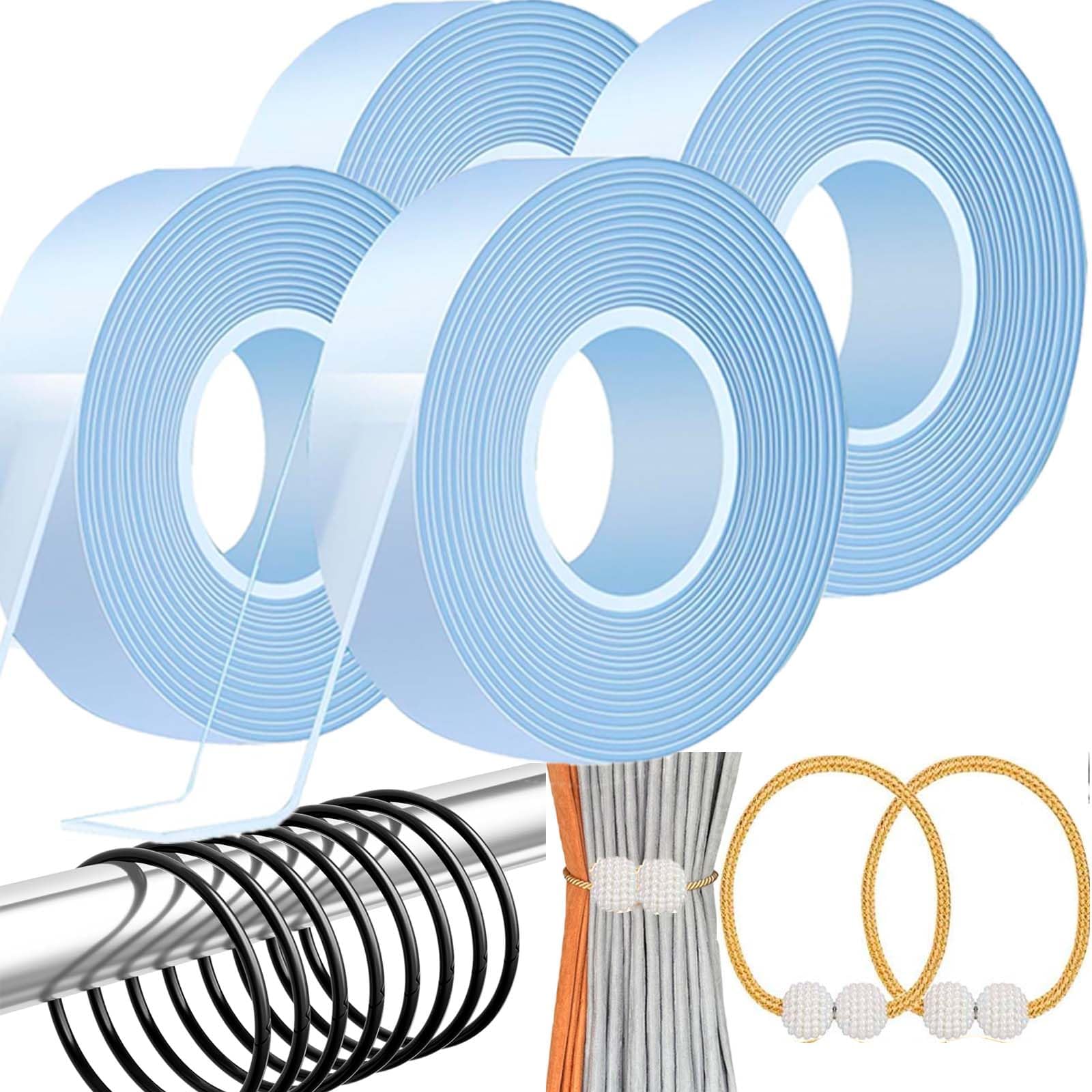 4 Pack Curtain Slide Transition Tape Transparent Drapery