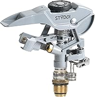 STYDDI Zinc Alloy Metal Impact Sprinkler Head - Adjustable 20-43ft Radius Pulsating Sprinkler, 1/2" NPT Thread for Lawn & Garden