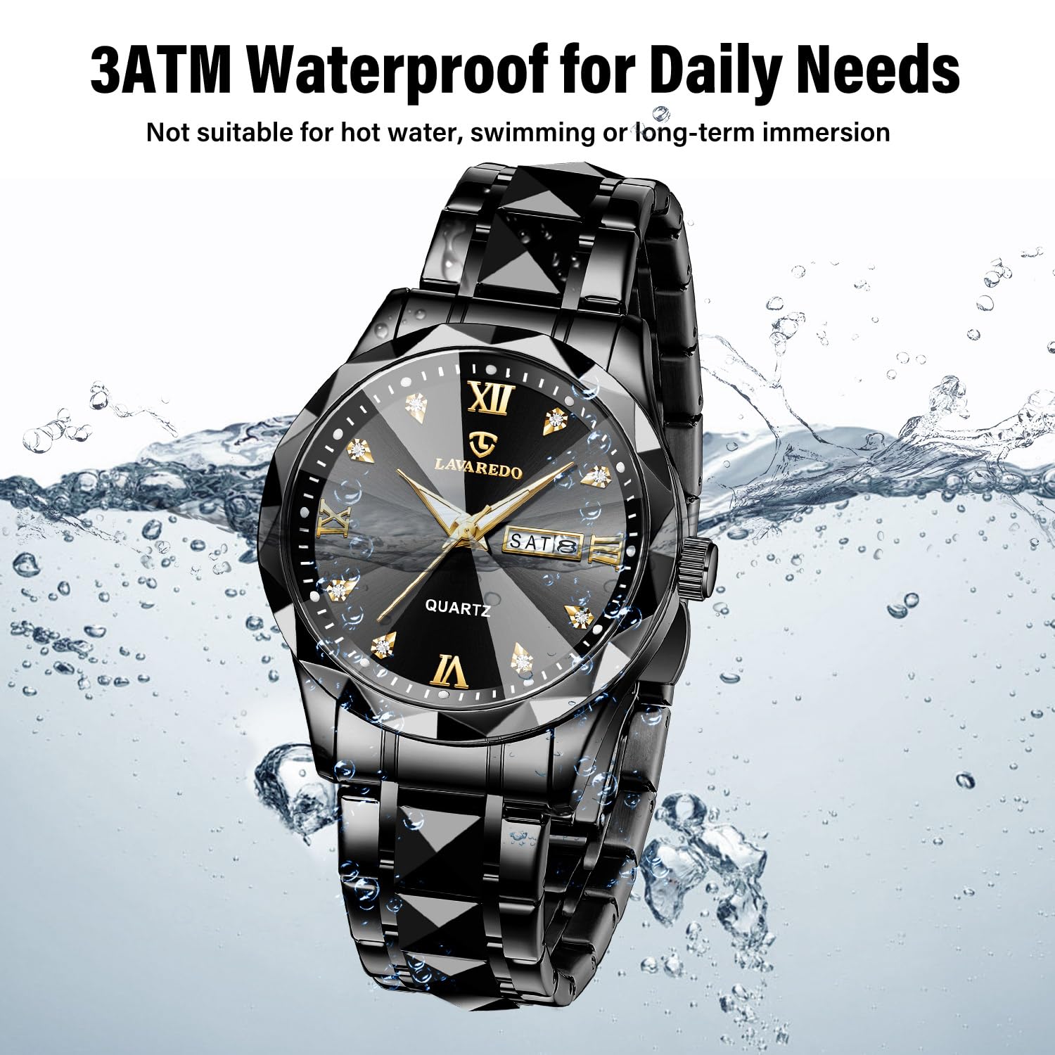 caprock Herrenuhr wasserdichte Analoge Quarzuhr mit Datum, Edelstahl, Lässiger und Modischer Stil für Männer