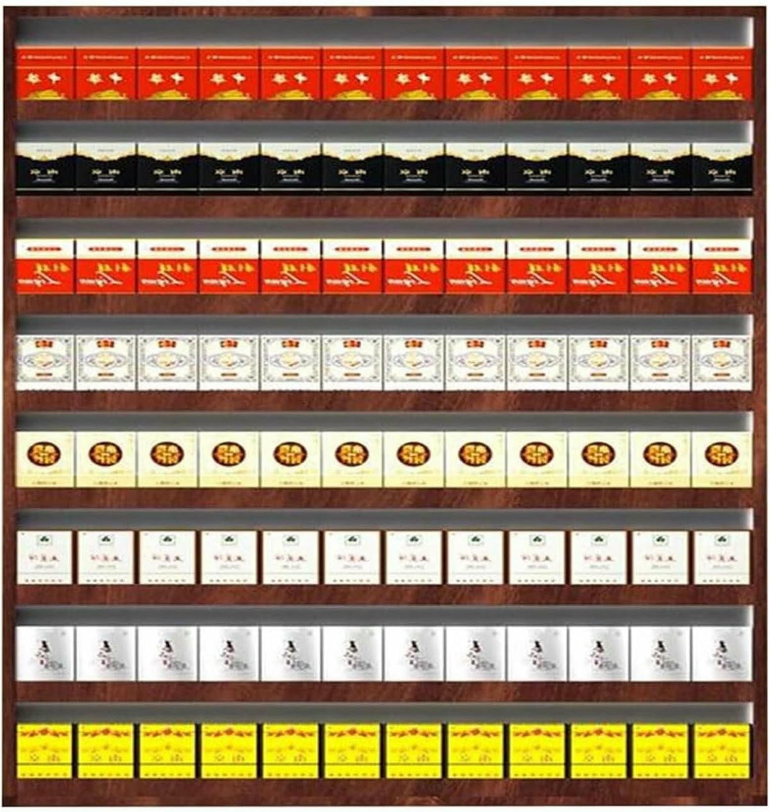 Étagère de cigarettes murales compacte en alu pour optimiser le rangement des paquets