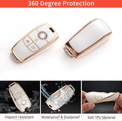 Miniatura 3 de RUABIBAN Funda para llavero Ben con llavero, funda de protección de TPU suave para llave de clase A Clase C Clase G 2017-2020 Clase E Clase S