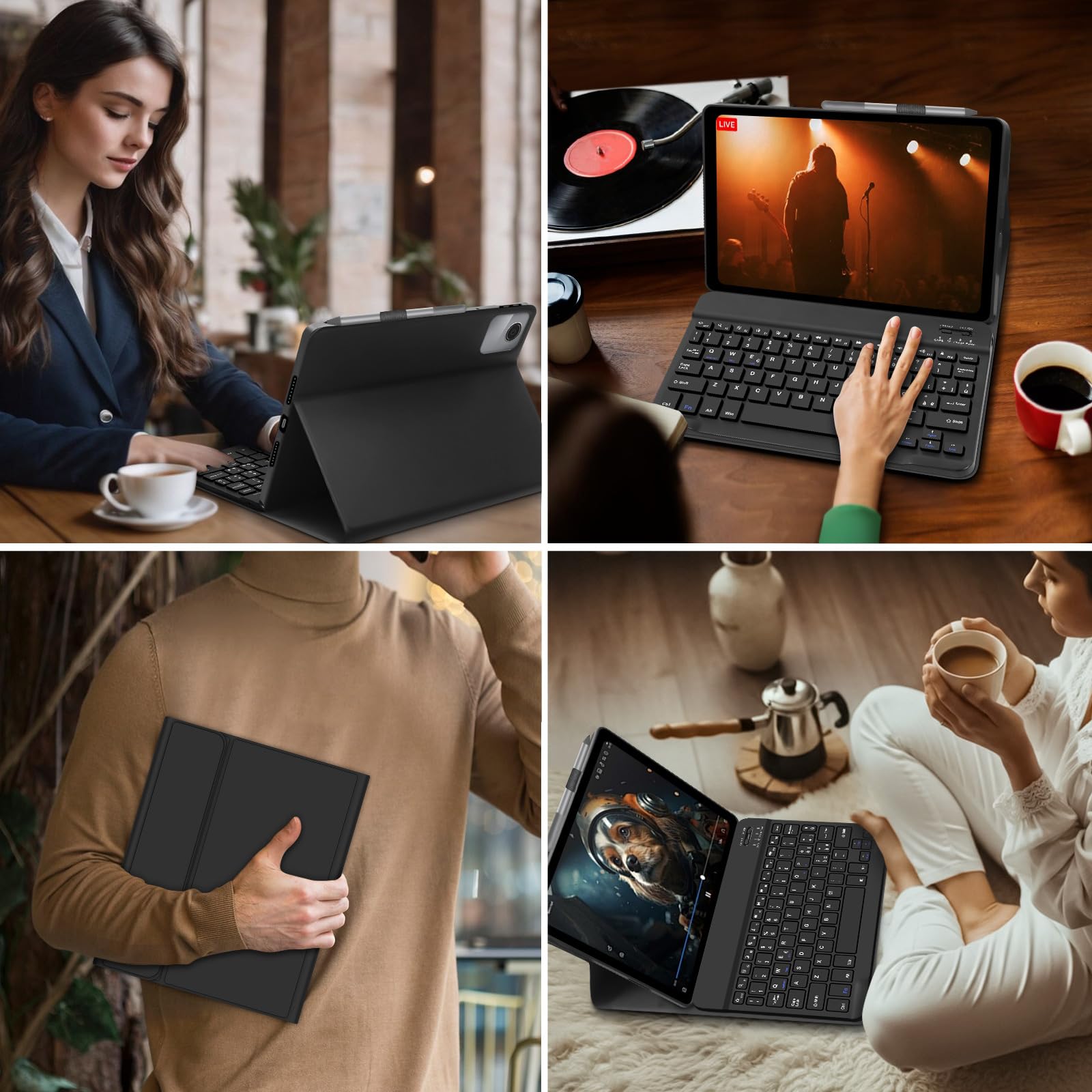 Custodia con Tastiera per Lenovo Idea Tab 11 Pollici 2025 - Bluetooth QWERTY Rimovibile Custodia con Tastiera Wireless Keyboard per Lenovo Idea Tab Tablet 11 2025 (TB-336ZU/TB-336FU), Nero