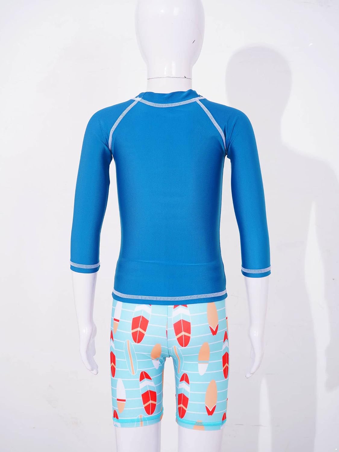 Boys 2 Pieces Shark Swimsuit Long Sleeve Rashguard Shirt with Boardshorts