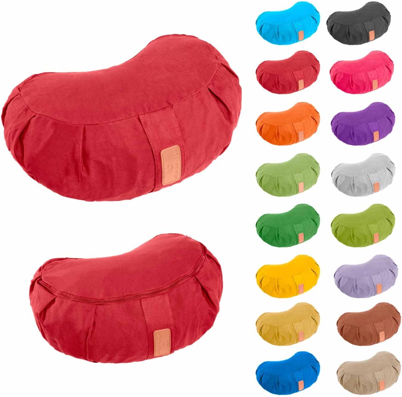 #DoYourYoga Crescent Yoga Cushion »Ganesh« with Organic Spelt Hull (Certified Organic Produce) /17.7" x 11.8" x 5.5" – Ideal as Yoga Cushion Rondo zafu Meditation Meditation mat. 100% Cotton