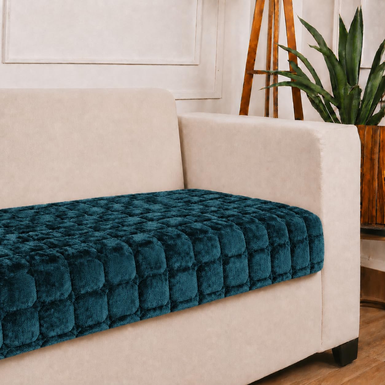 STITCHNEST 'Haven Soft Series' 3 Seater Sofa Cover |Premium Velvet Fabric, Washable & Durable Furniture Cover for Modern Living Rooms